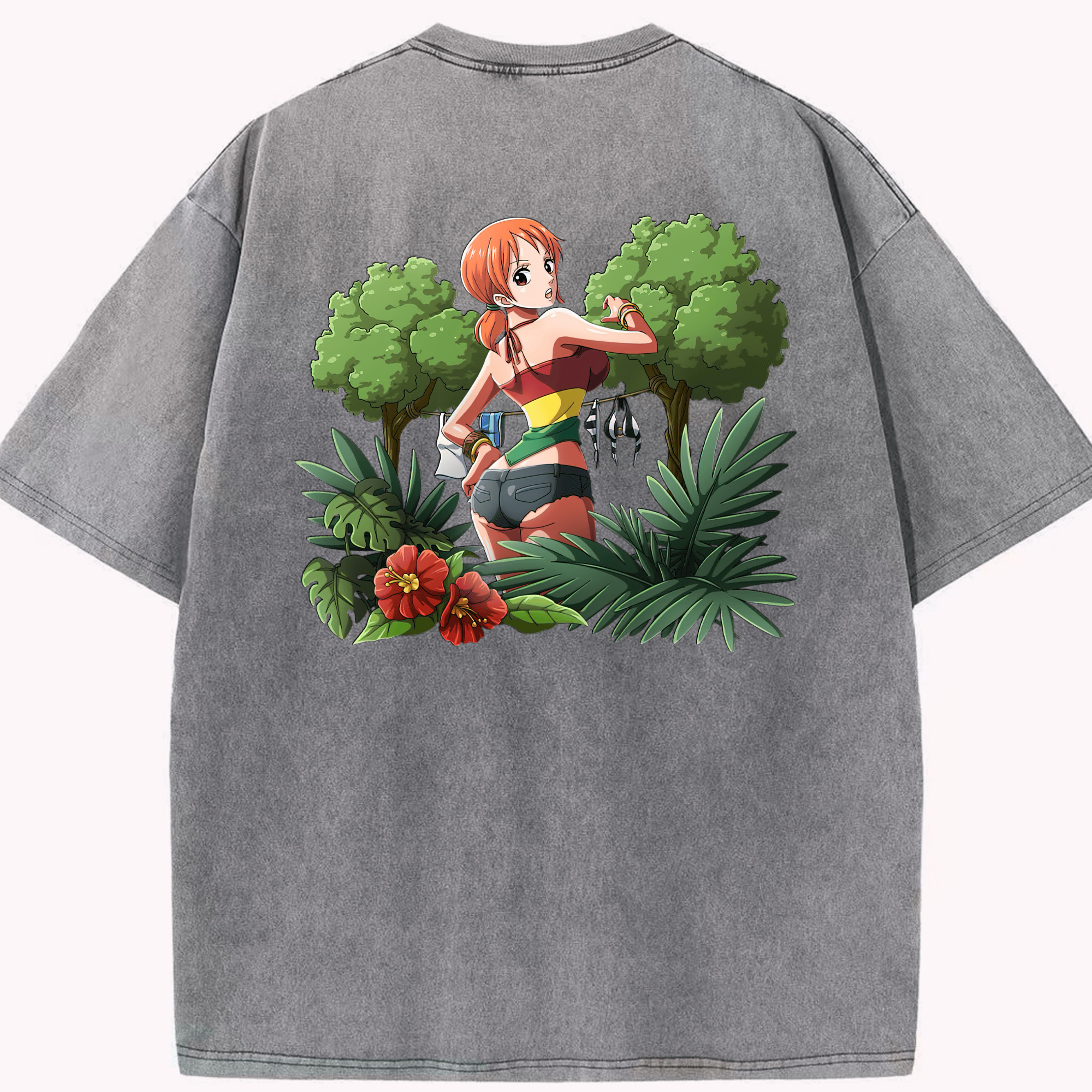 ワンピース ナミ ONE PIECE Nami 綿100% ヴィンテージ風 半袖Tシャツ（背面プリント）