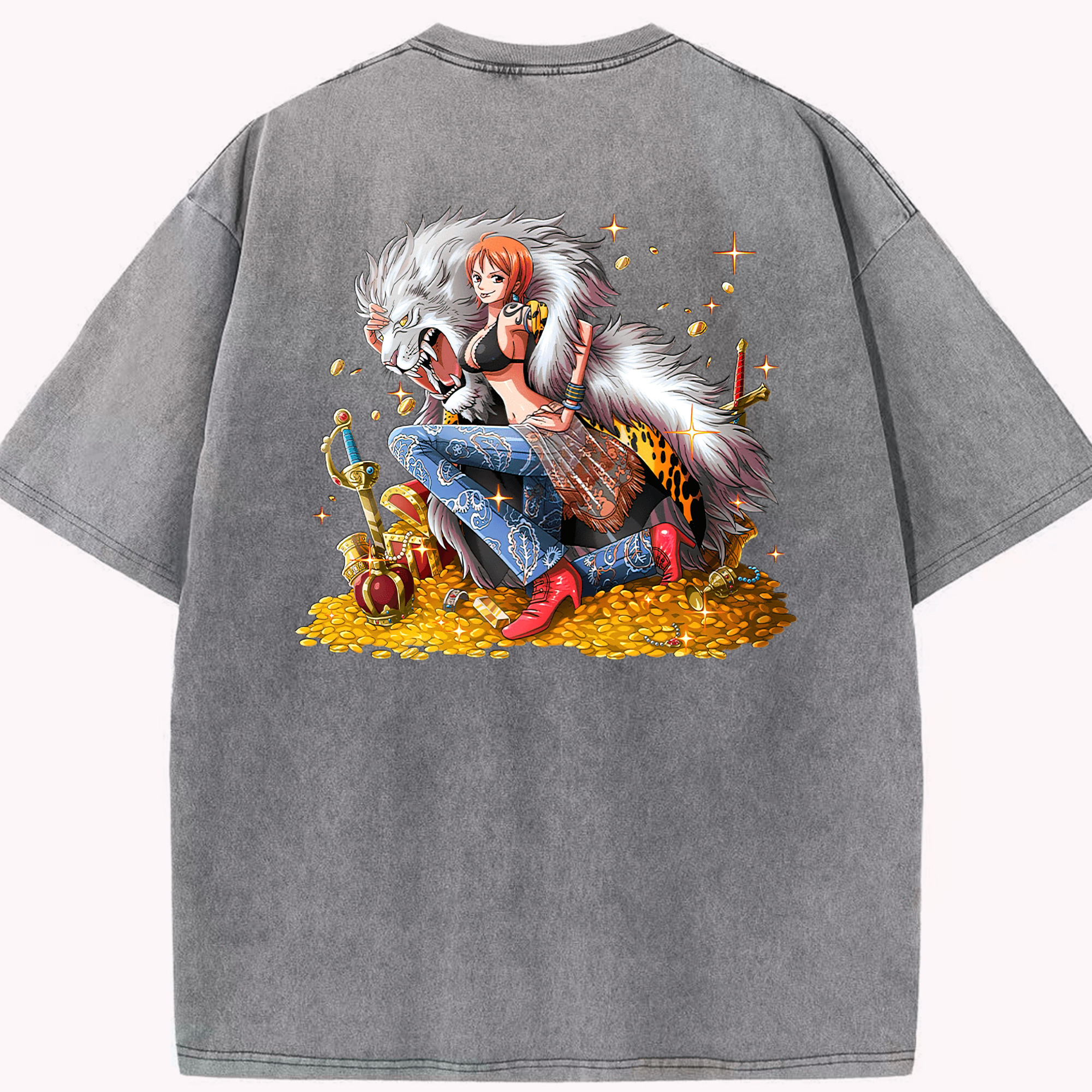 ワンピース ナミ ONE PIECE Nami 綿100% ヴィンテージ風 半袖Tシャツ（背面プリント）