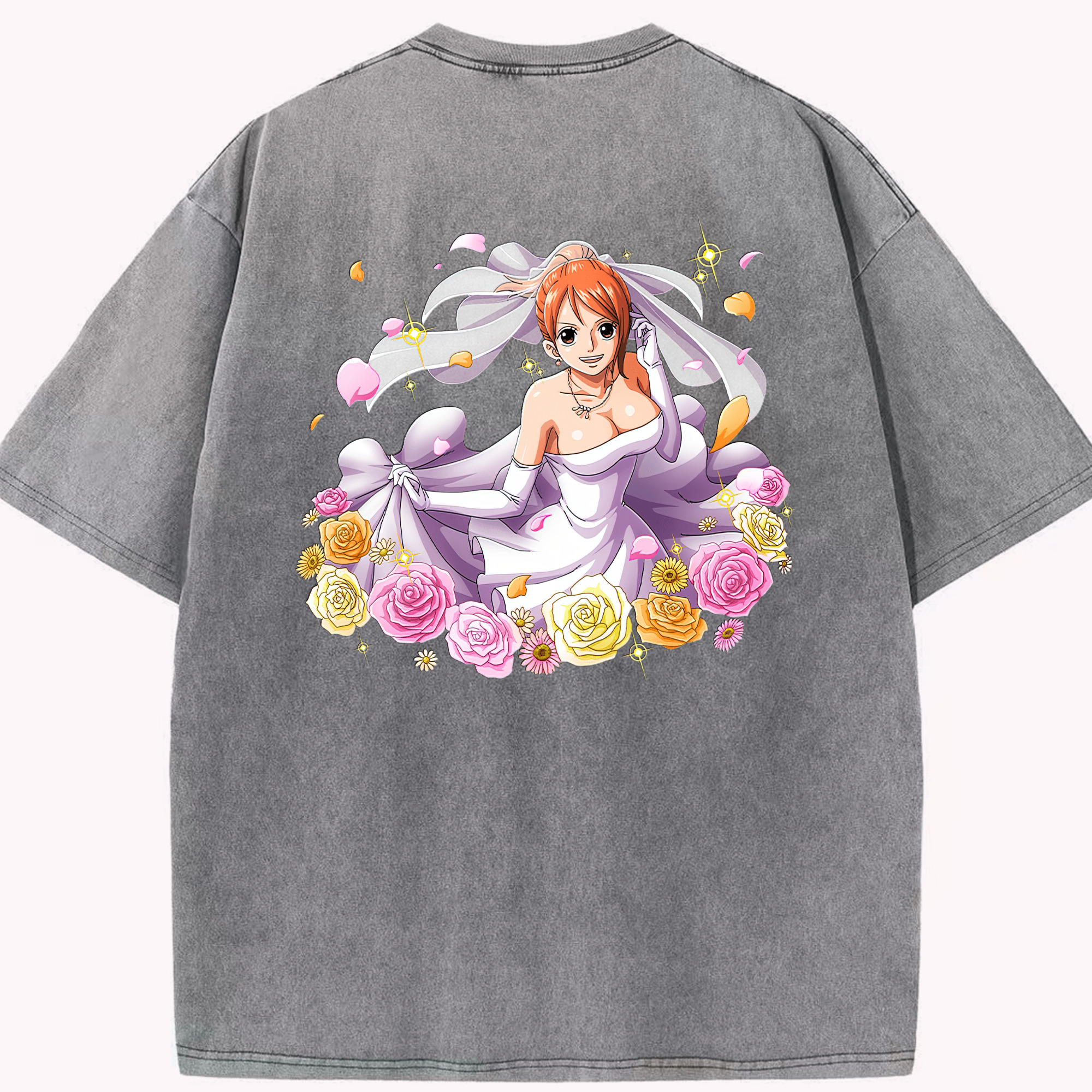 ワンピース ナミ ONE PIECE Nami 綿100% ヴィンテージ風 半袖Tシャツ（背面プリント）