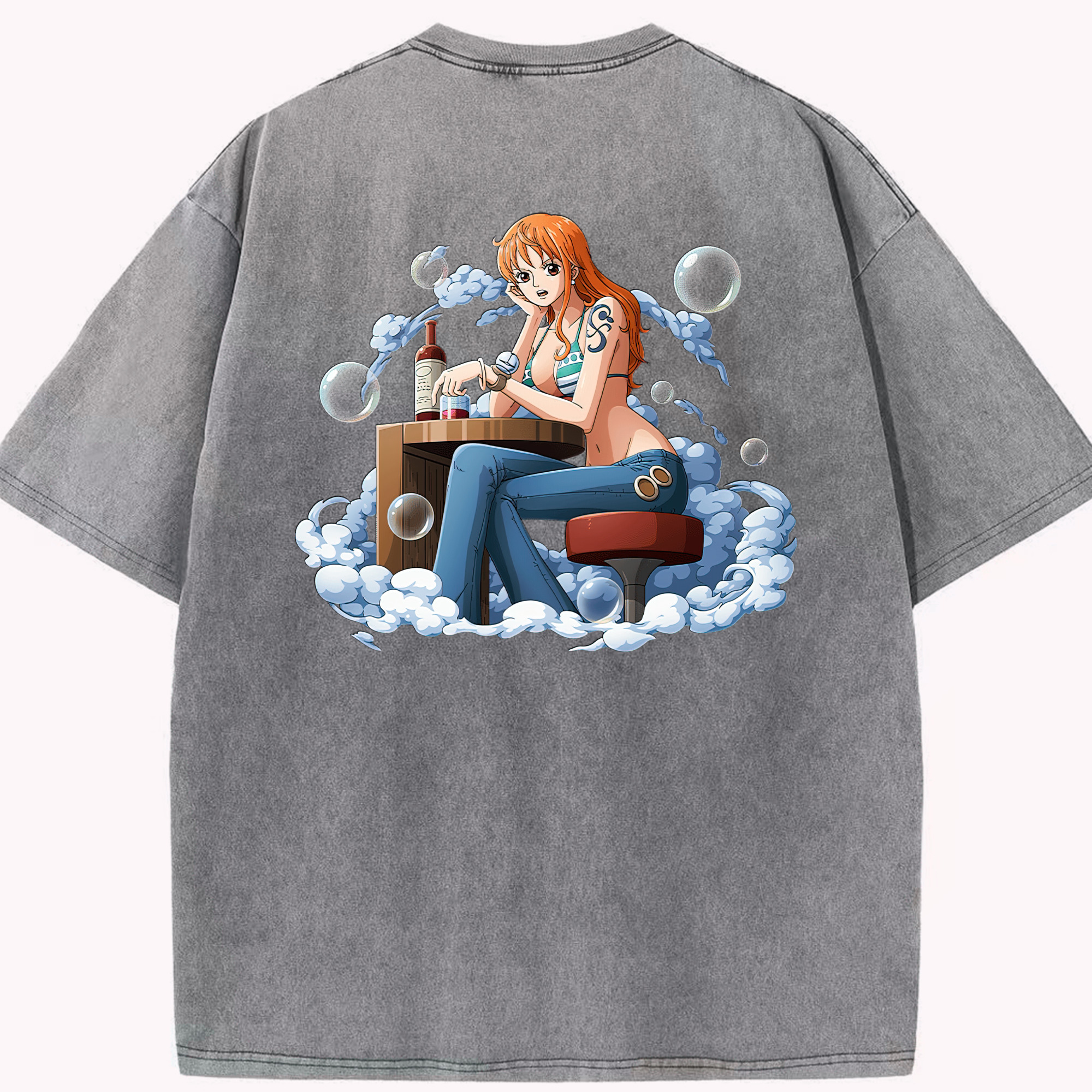 ワンピース ナミ ONE PIECE Nami 綿100% ヴィンテージ風 半袖Tシャツ（背面プリント）