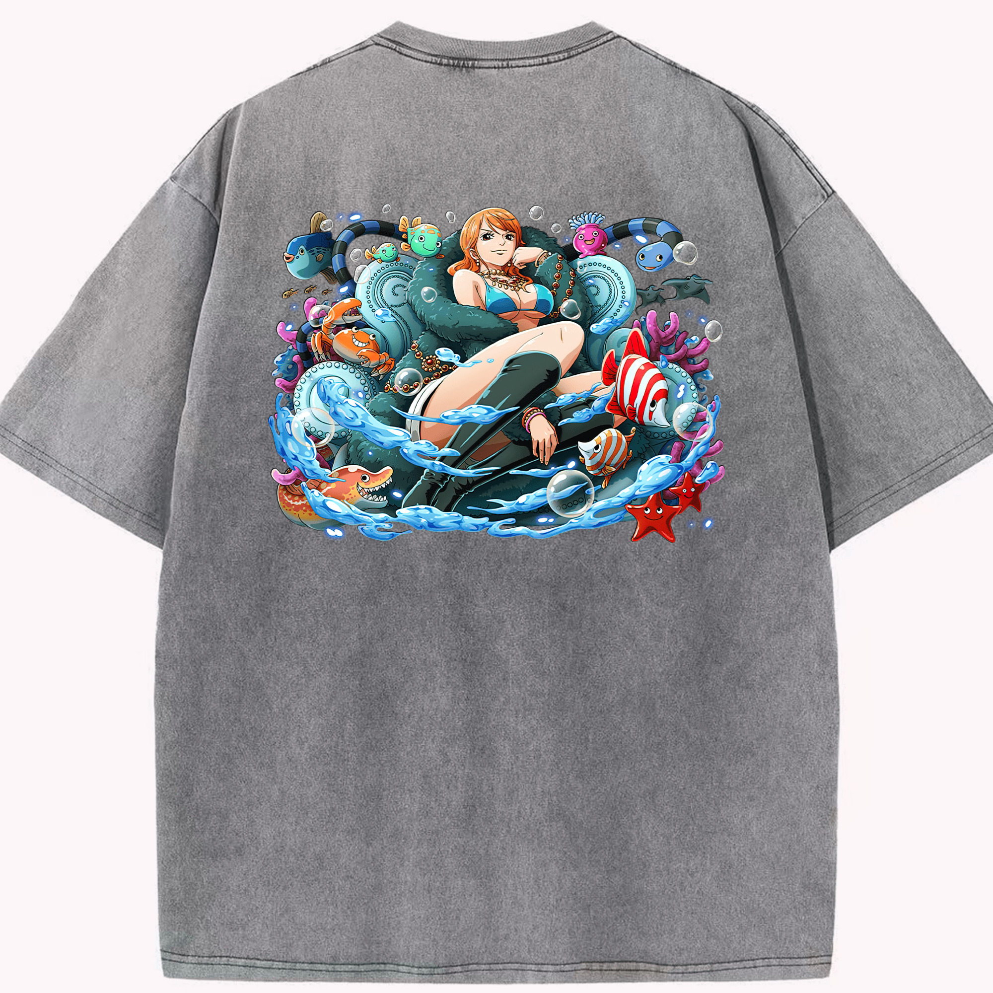 ワンピース ナミ ONE PIECE Nami 綿100% ヴィンテージ風 半袖Tシャツ（背面プリント）