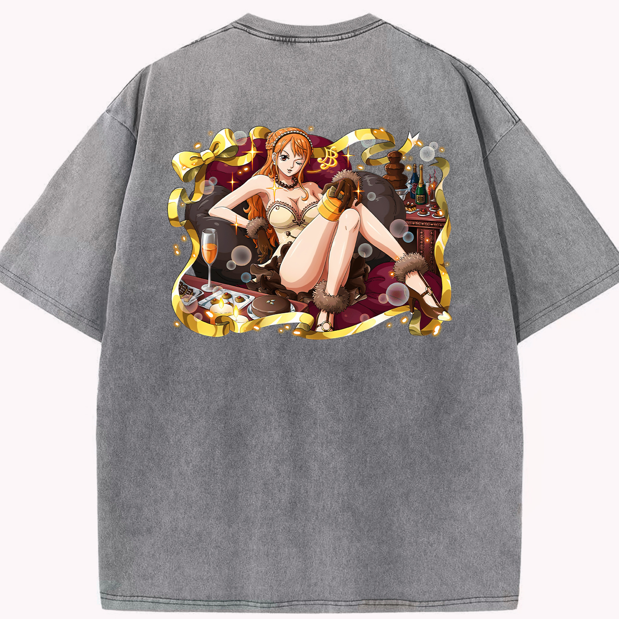 ワンピース ナミ ONE PIECE Nami 綿100% ヴィンテージ風 半袖Tシャツ（背面プリント）