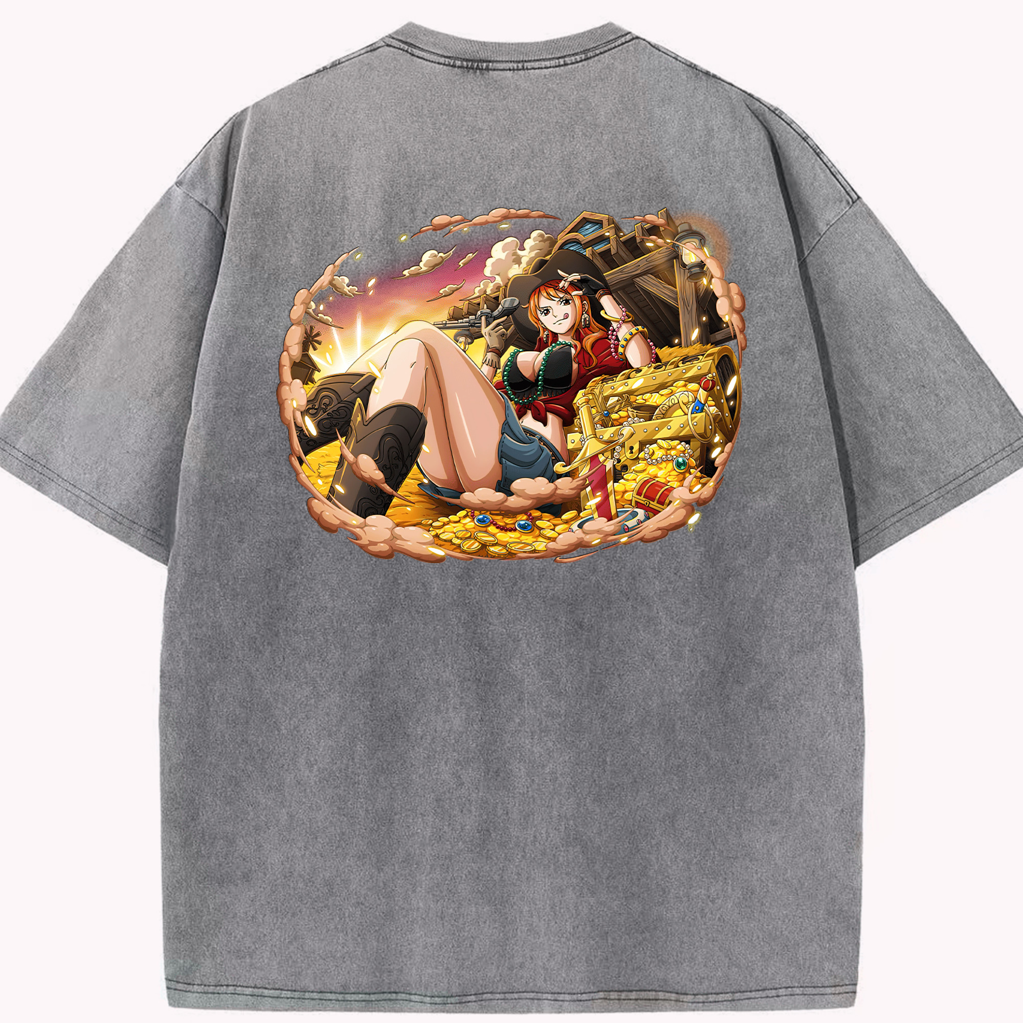 ワンピース ナミ ONE PIECE Nami 綿100% ヴィンテージ風 半袖Tシャツ（背面プリント）