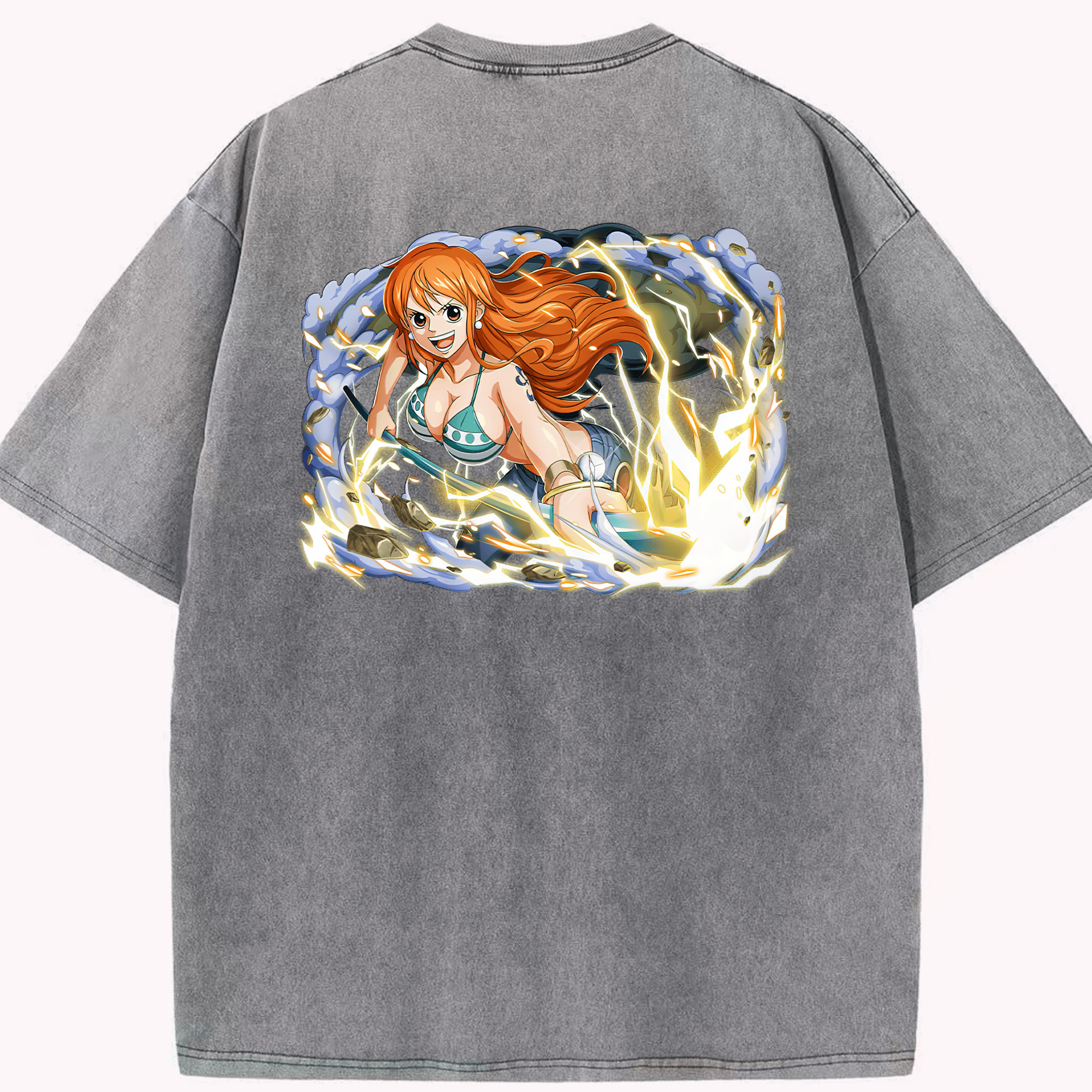 ワンピース ナミ ONE PIECE Nami 綿100% ヴィンテージ風 半袖Tシャツ（背面プリント）