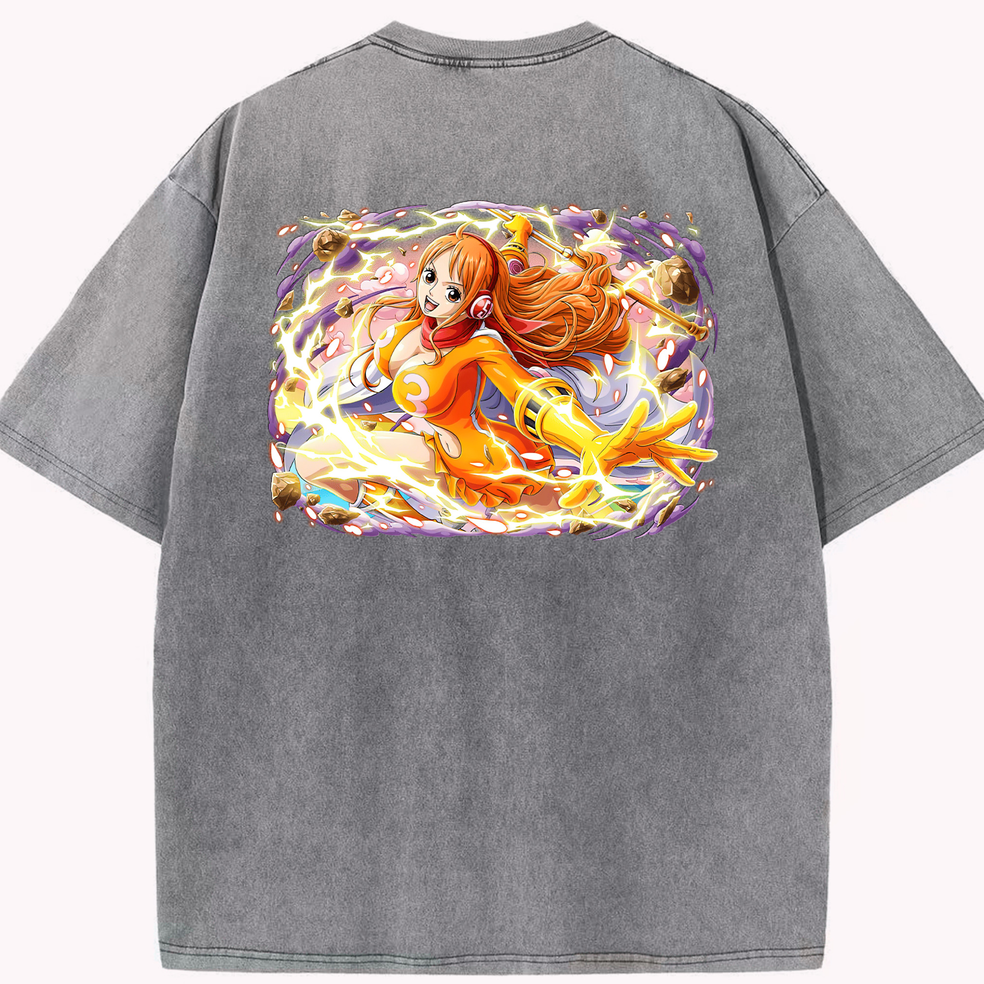 ワンピース ナミ ONE PIECE Nami 綿100% ヴィンテージ風 半袖Tシャツ（背面プリント）