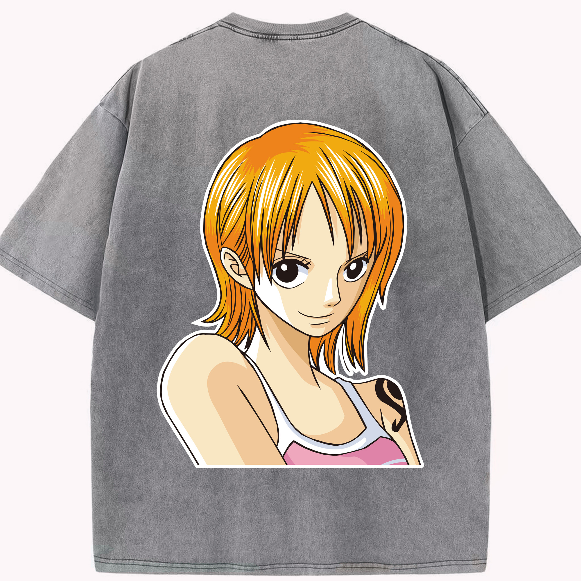ワンピース ナミ ONE PIECE Nami 綿100% ヴィンテージ風 半袖Tシャツ（背面プリント）