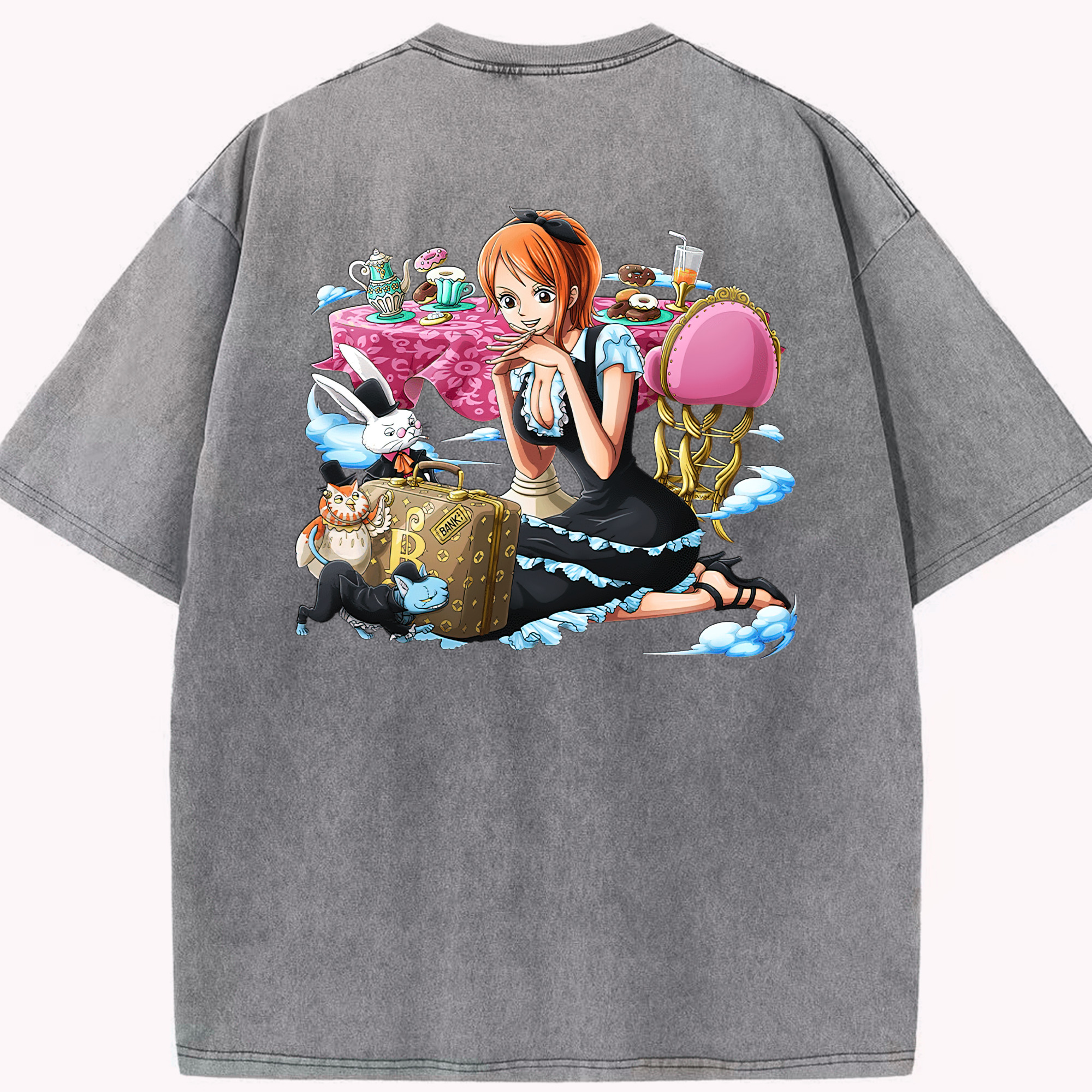 ワンピース ナミ ONE PIECE Nami 綿100% ヴィンテージ風 半袖Tシャツ（背面プリント）