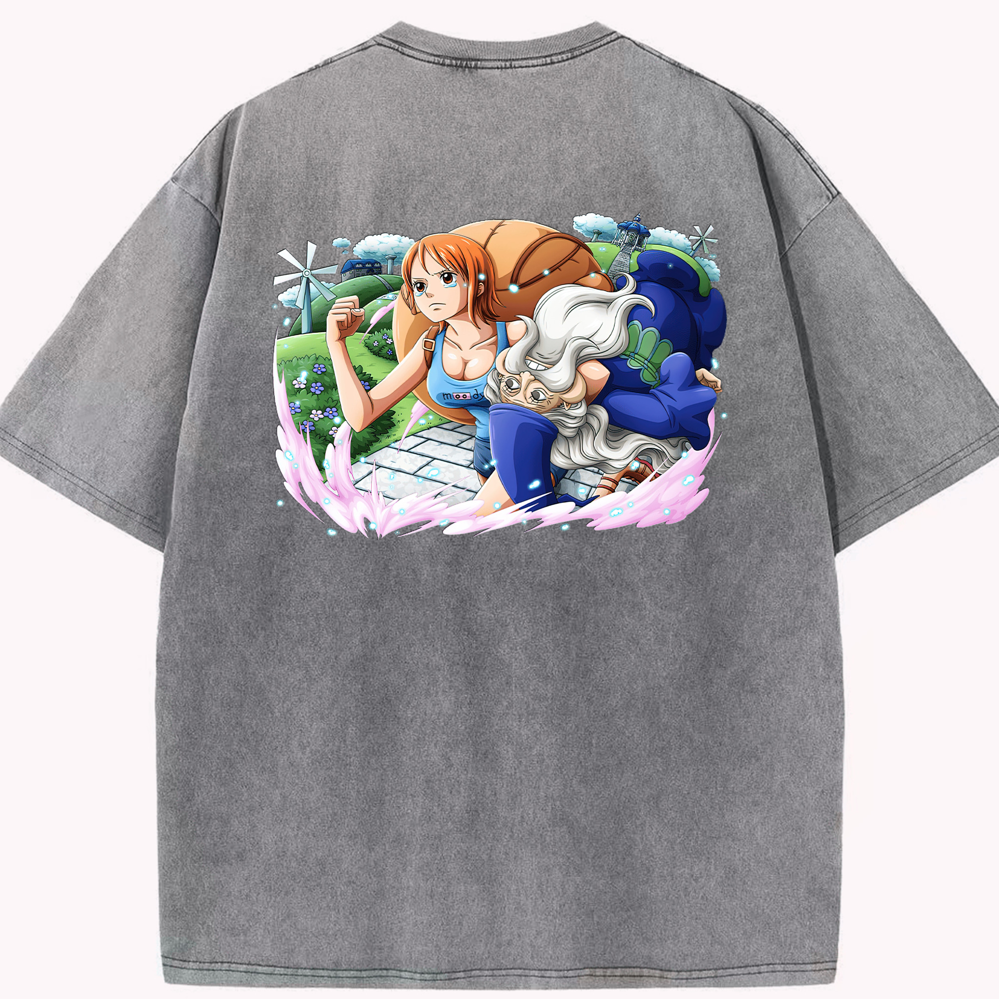 ワンピース ナミ ONE PIECE Nami 綿100% ヴィンテージ風 半袖Tシャツ（背面プリント）