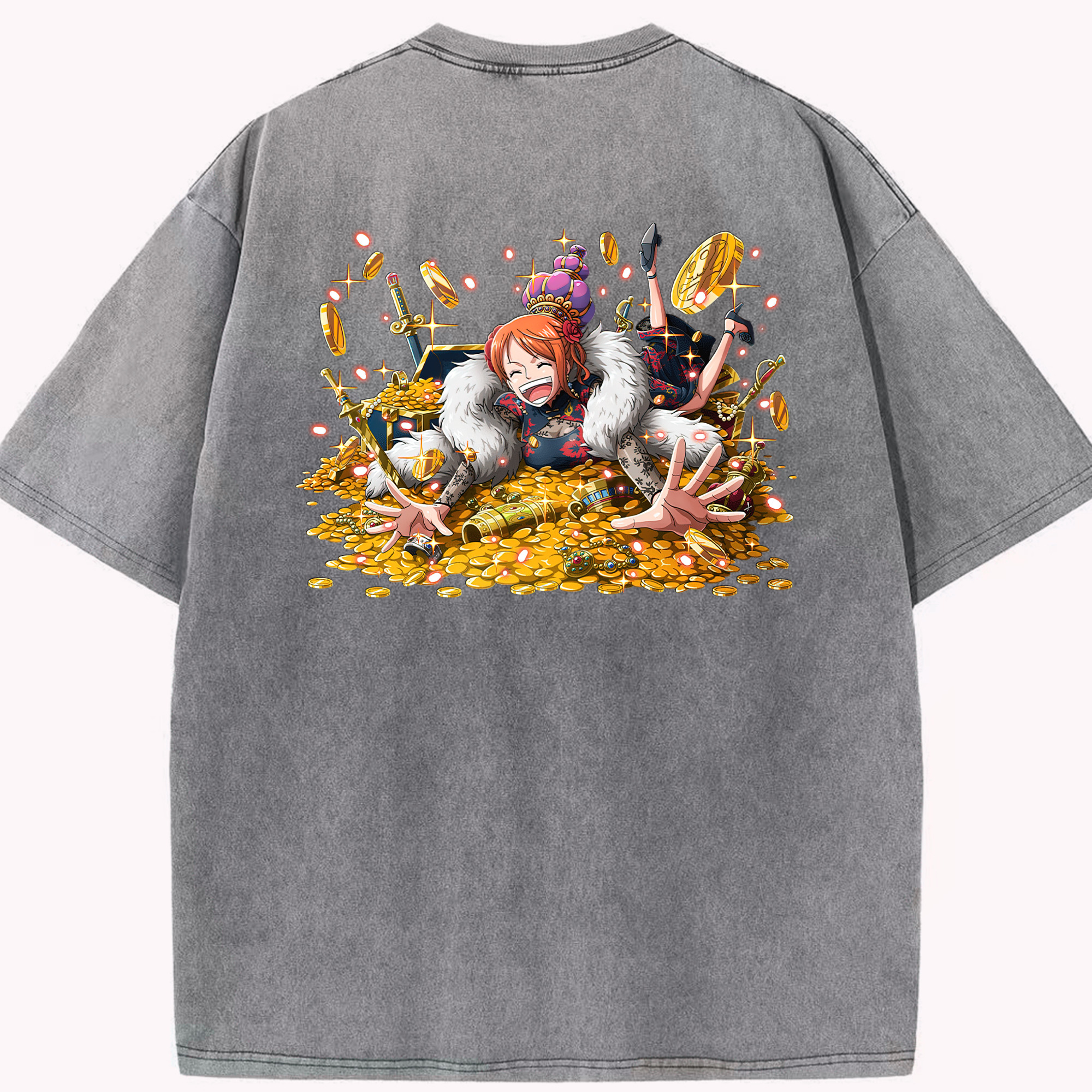 ワンピース ナミ ONE PIECE Nami 綿100% ヴィンテージ風 半袖Tシャツ（背面プリント）