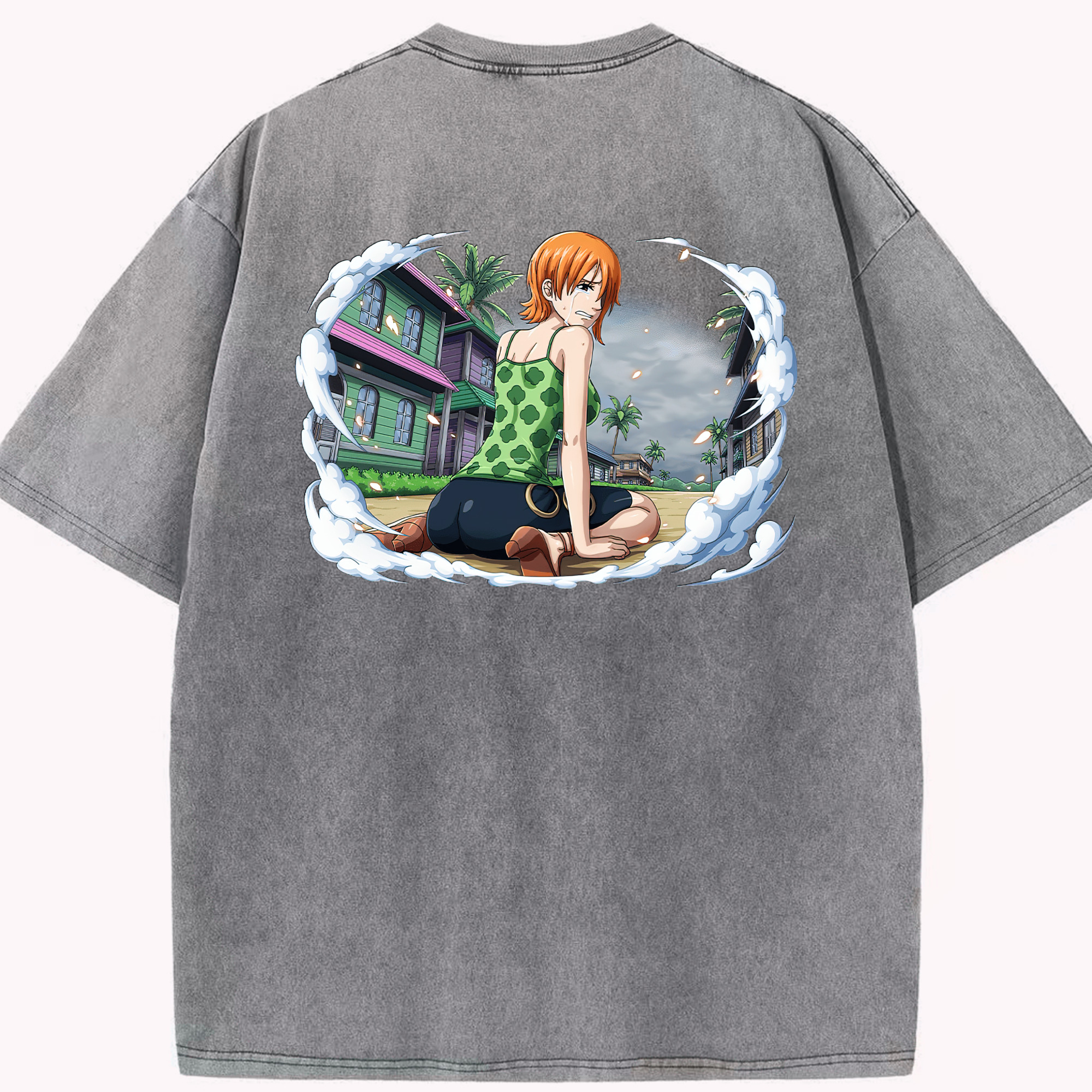 ワンピース ナミ ONE PIECE Nami 綿100% ヴィンテージ風 半袖Tシャツ（背面プリント）