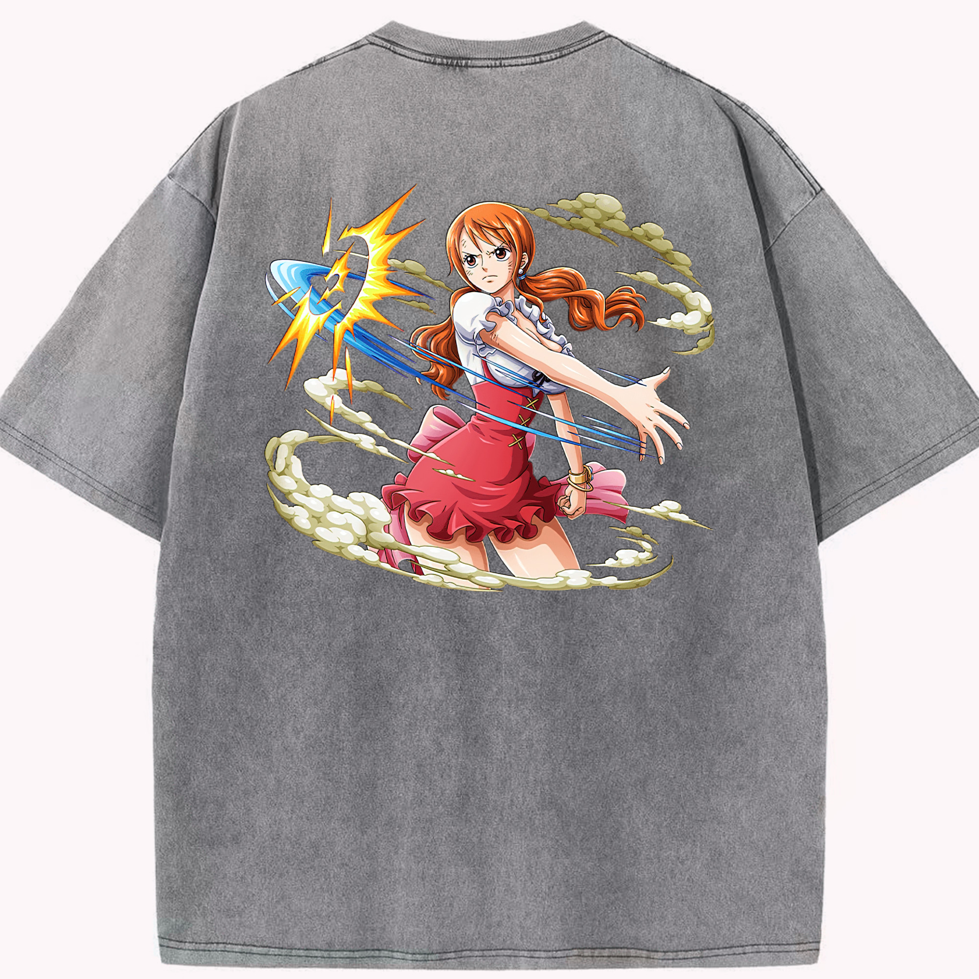 ワンピース ナミ ONE PIECE Nami 綿100% ヴィンテージ風 半袖Tシャツ（背面プリント）