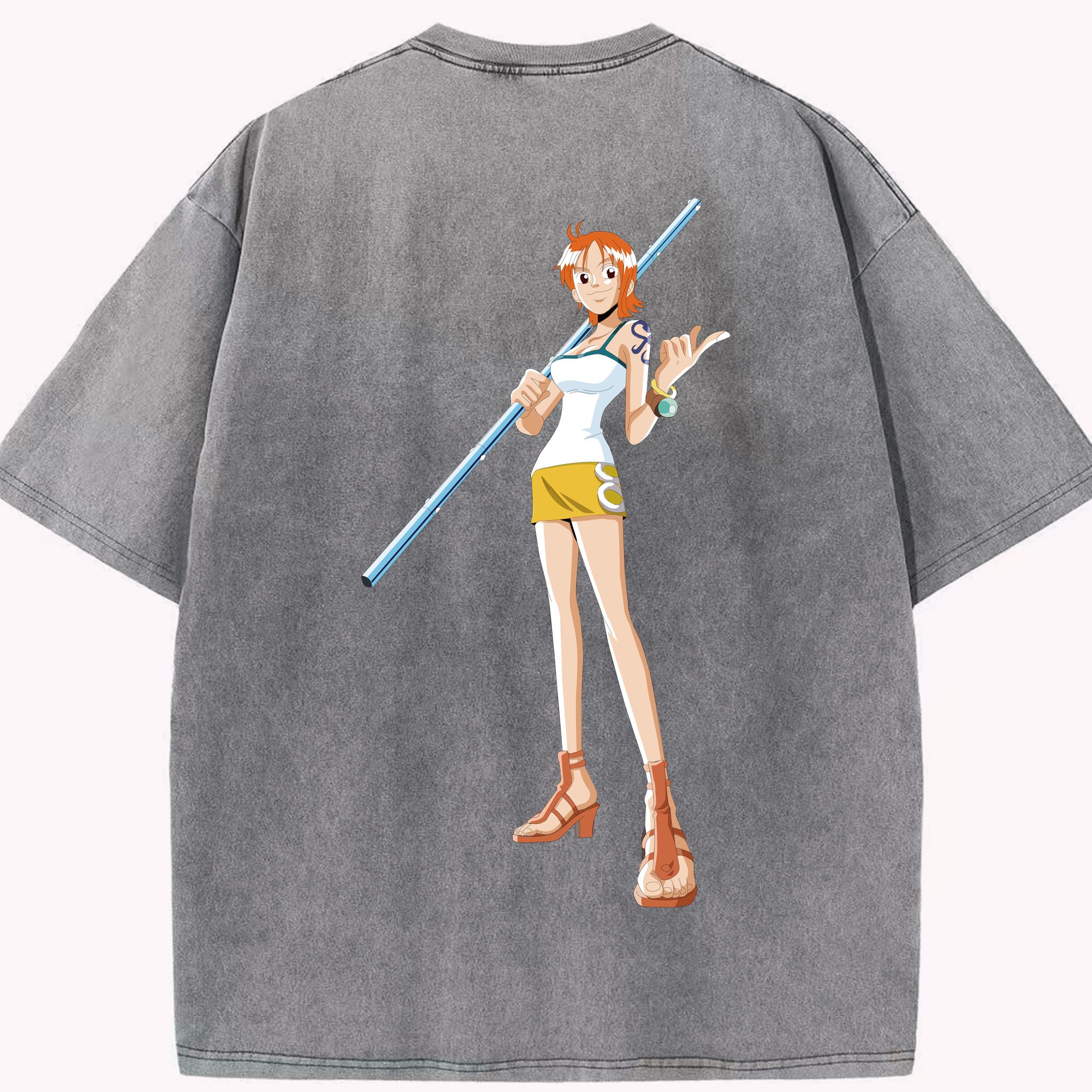 ワンピース ナミ ONE PIECE Nami 綿100% ヴィンテージ風 半袖Tシャツ（背面プリント）