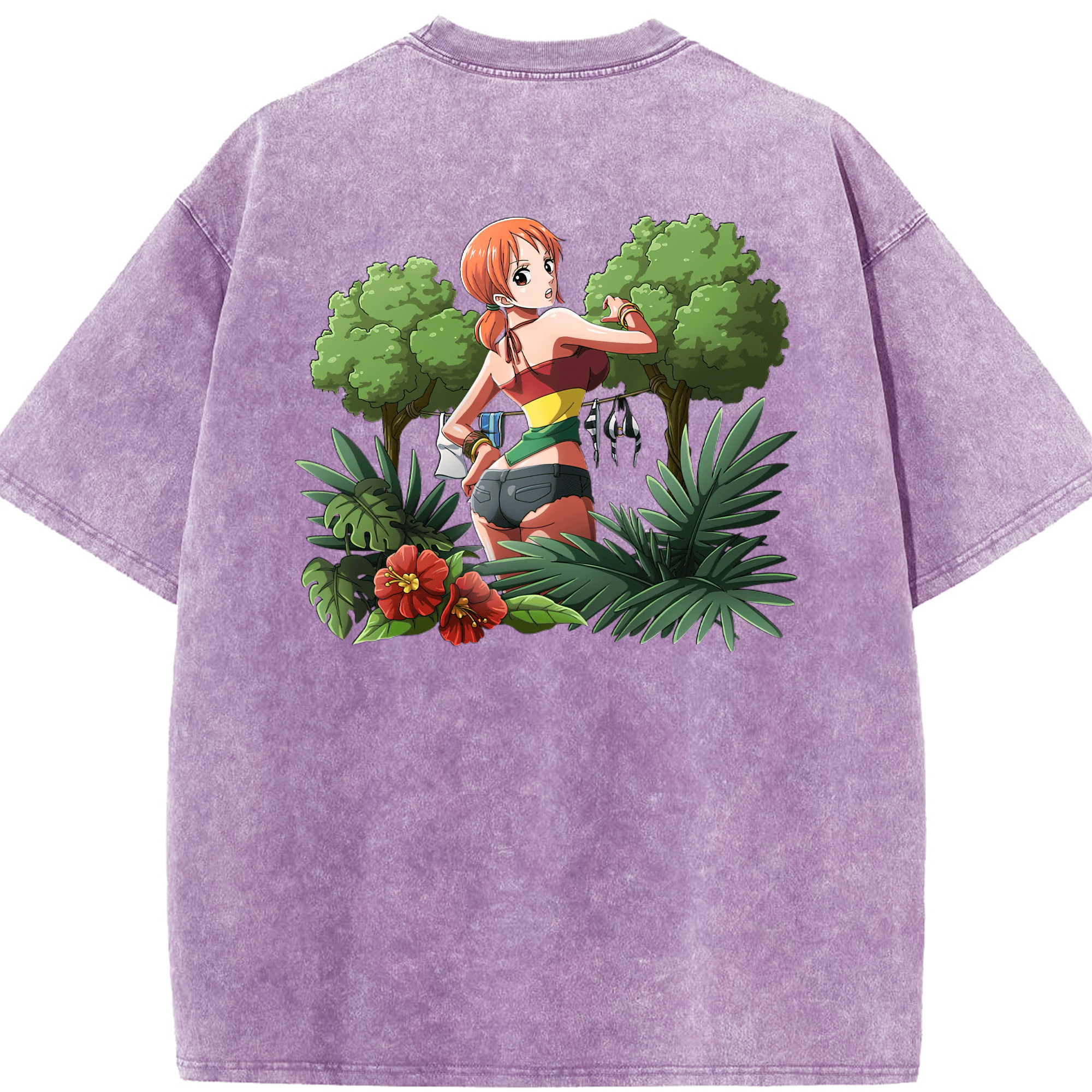 ワンピース ナミ ONE PIECE Nami 綿100% ヴィンテージ風 半袖Tシャツ（背面プリント）