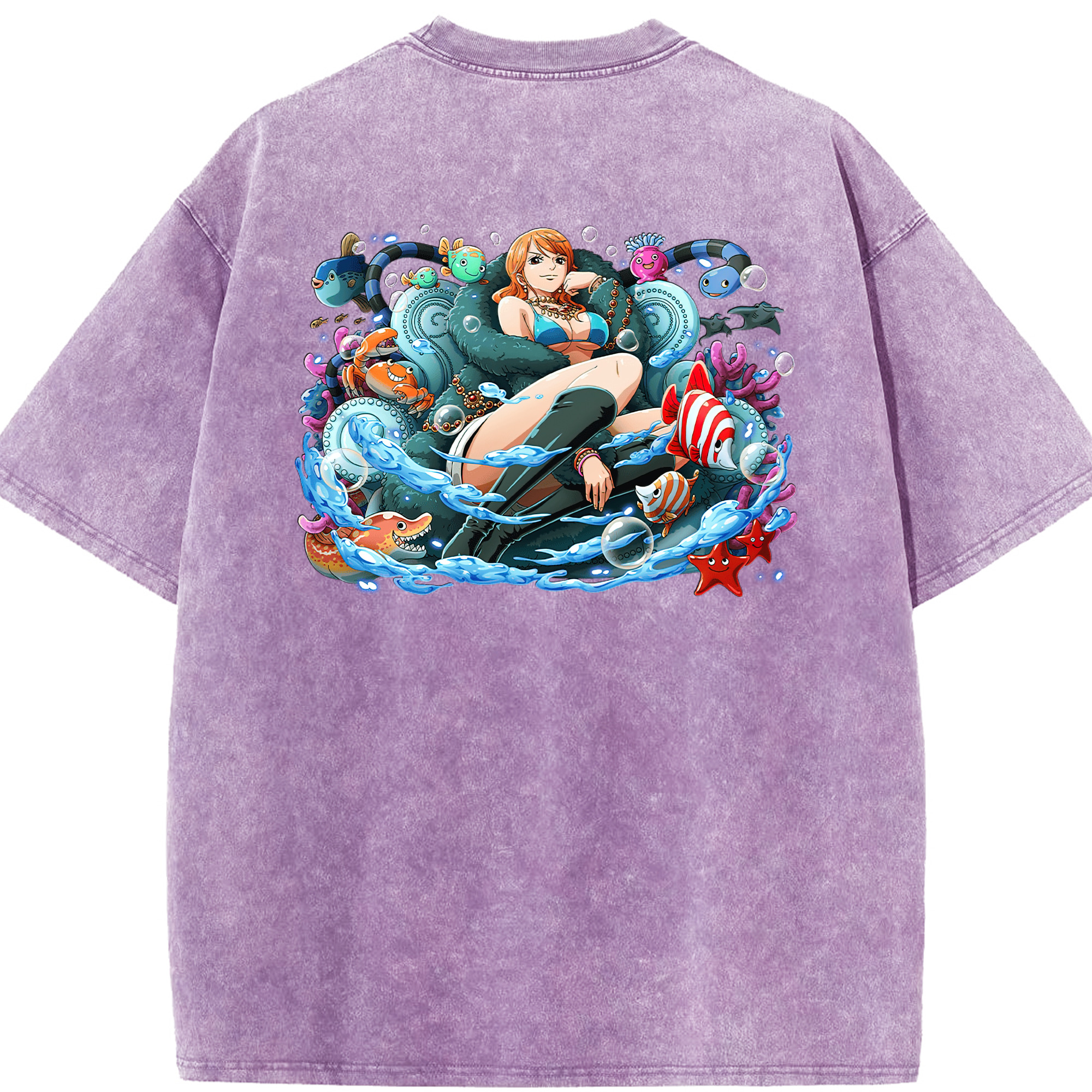 ワンピース ナミ ONE PIECE Nami 綿100% ヴィンテージ風 半袖Tシャツ（背面プリント）