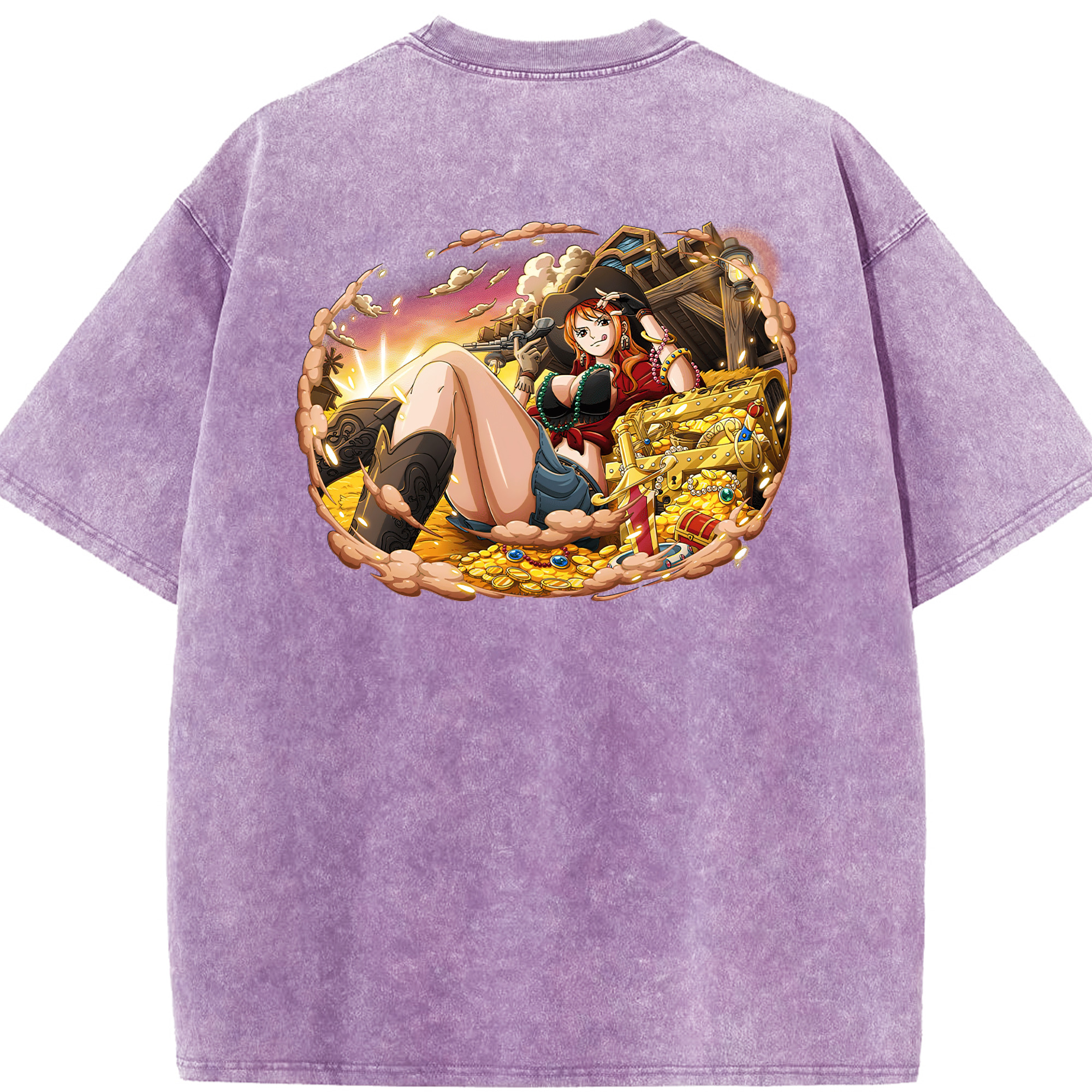 ワンピース ナミ ONE PIECE Nami 綿100% ヴィンテージ風 半袖Tシャツ（背面プリント）