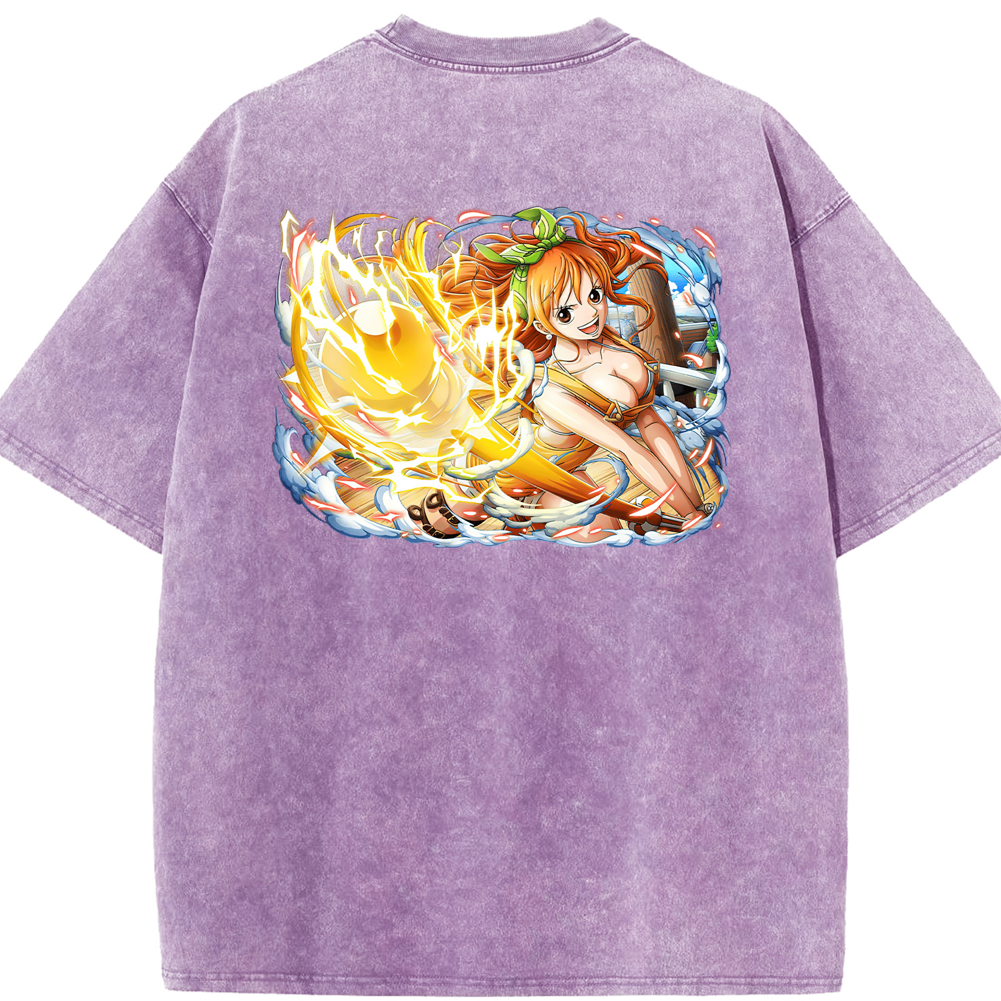 ワンピース ナミ ONE PIECE Nami 綿100% ヴィンテージ風 半袖Tシャツ（背面プリント）