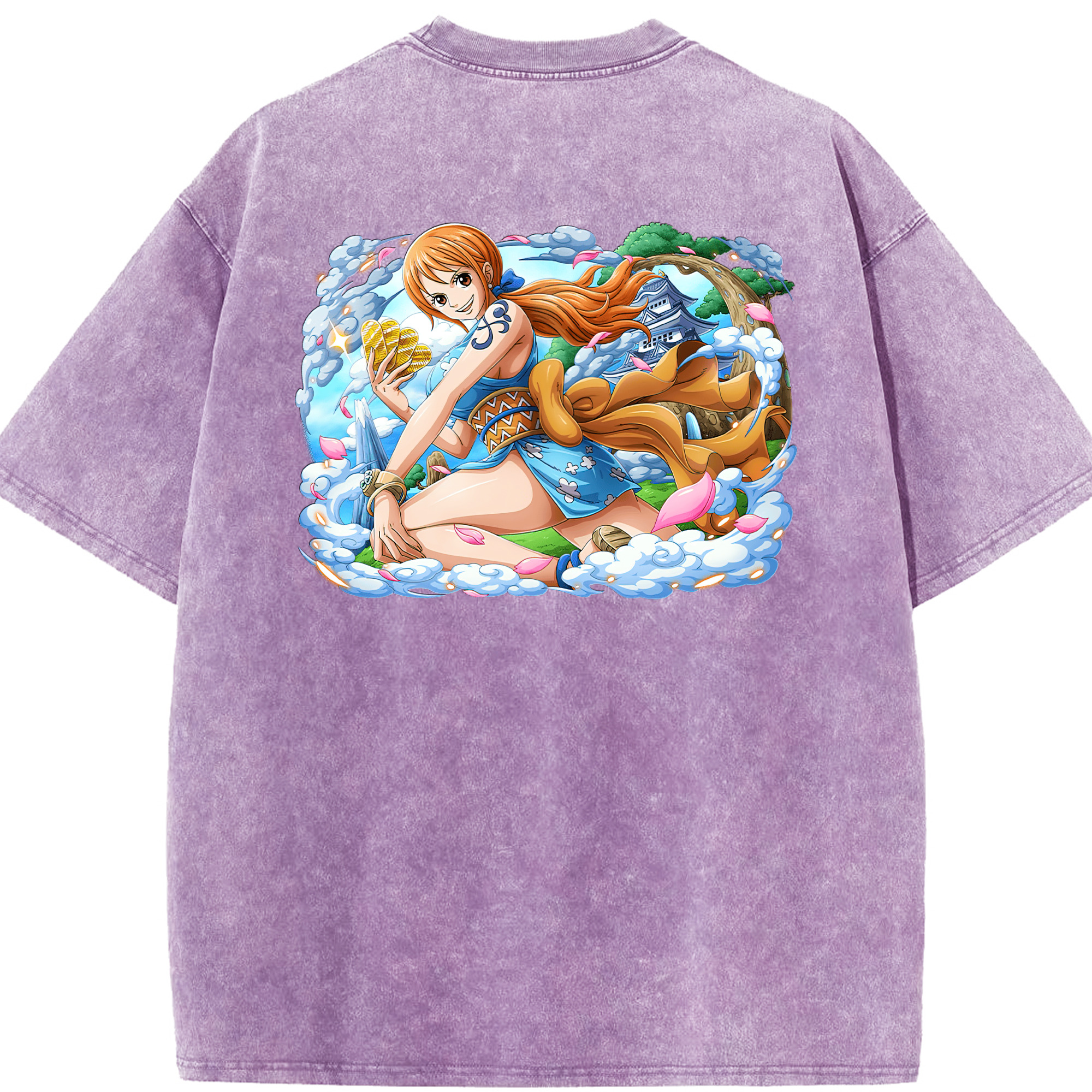 ワンピース ナミ ONE PIECE Nami 綿100% ヴィンテージ風 半袖Tシャツ（背面プリント）