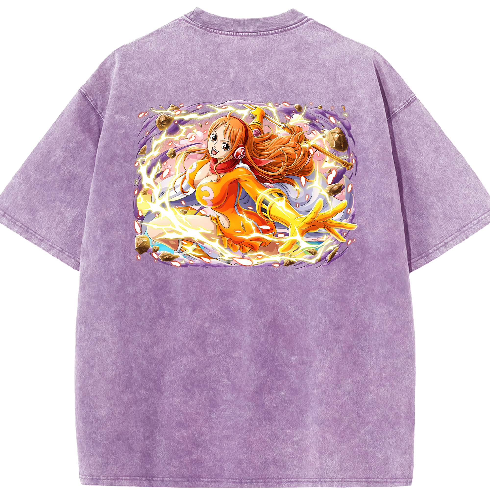 ワンピース ナミ ONE PIECE Nami 綿100% ヴィンテージ風 半袖Tシャツ（背面プリント）