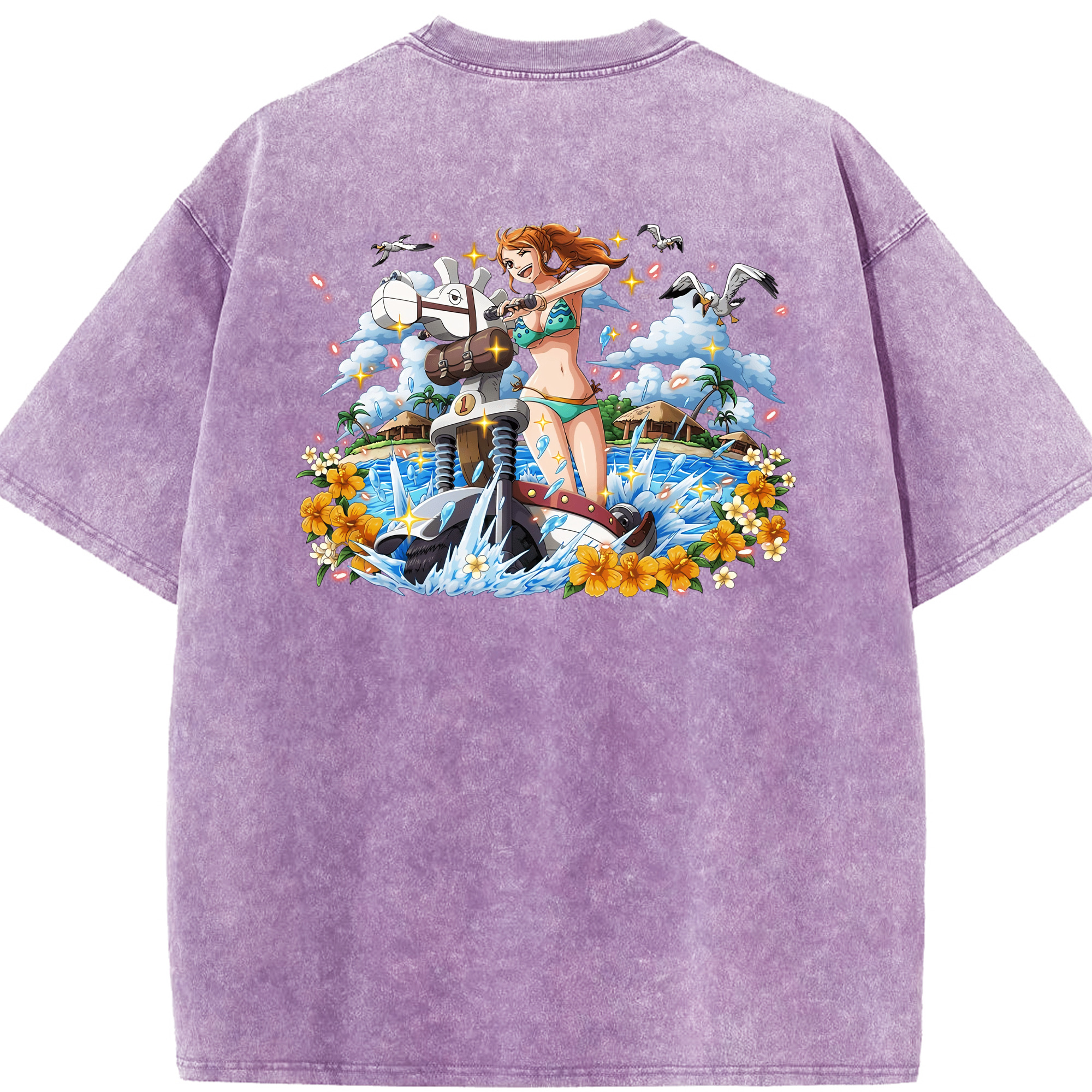 ワンピース ナミ ONE PIECE Nami 綿100% ヴィンテージ風 半袖Tシャツ（背面プリント）