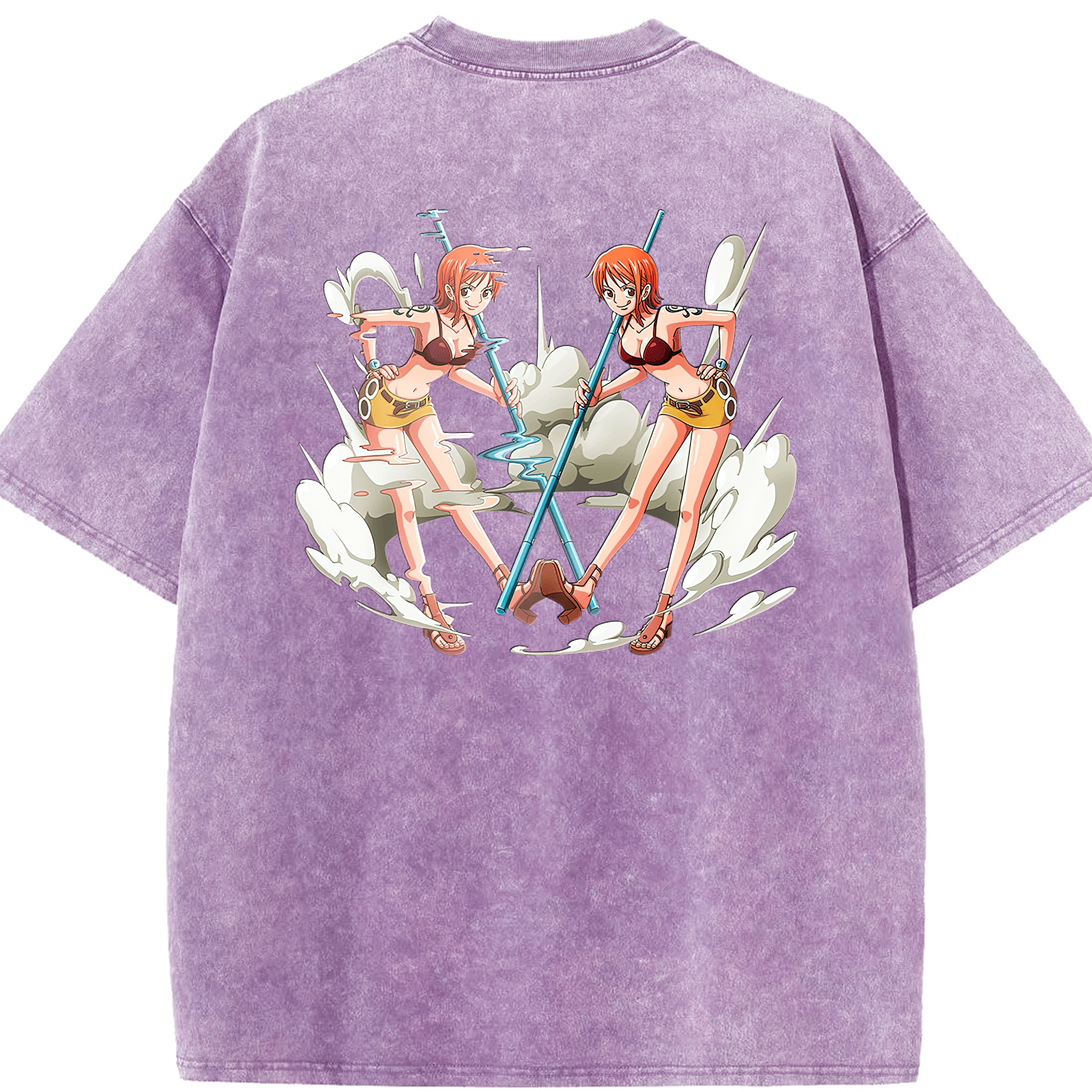 ワンピース ナミ ONE PIECE Nami 綿100% ヴィンテージ風 半袖Tシャツ（背面プリント）
