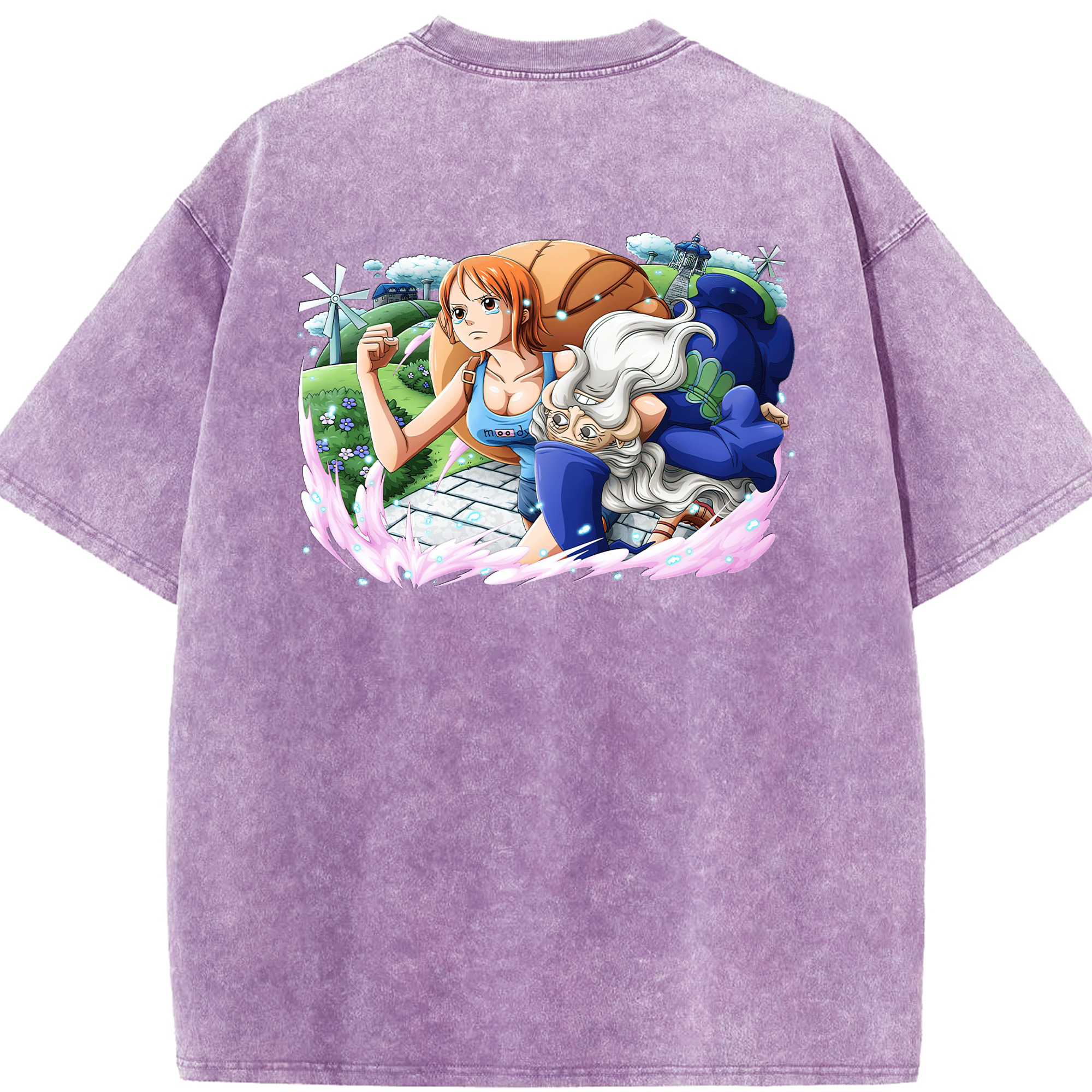 ワンピース ナミ ONE PIECE Nami 綿100% ヴィンテージ風 半袖Tシャツ（背面プリント）