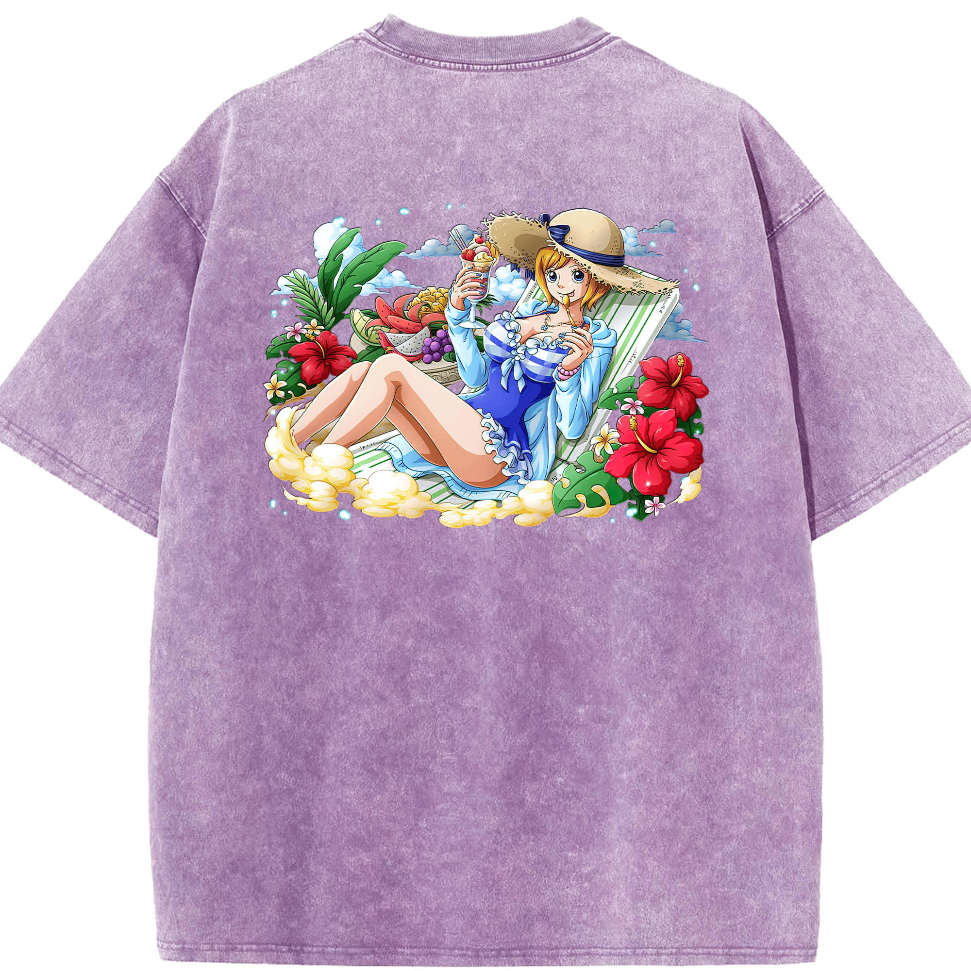 ワンピース ナミ ONE PIECE Nami 綿100% ヴィンテージ風 半袖Tシャツ（背面プリント）