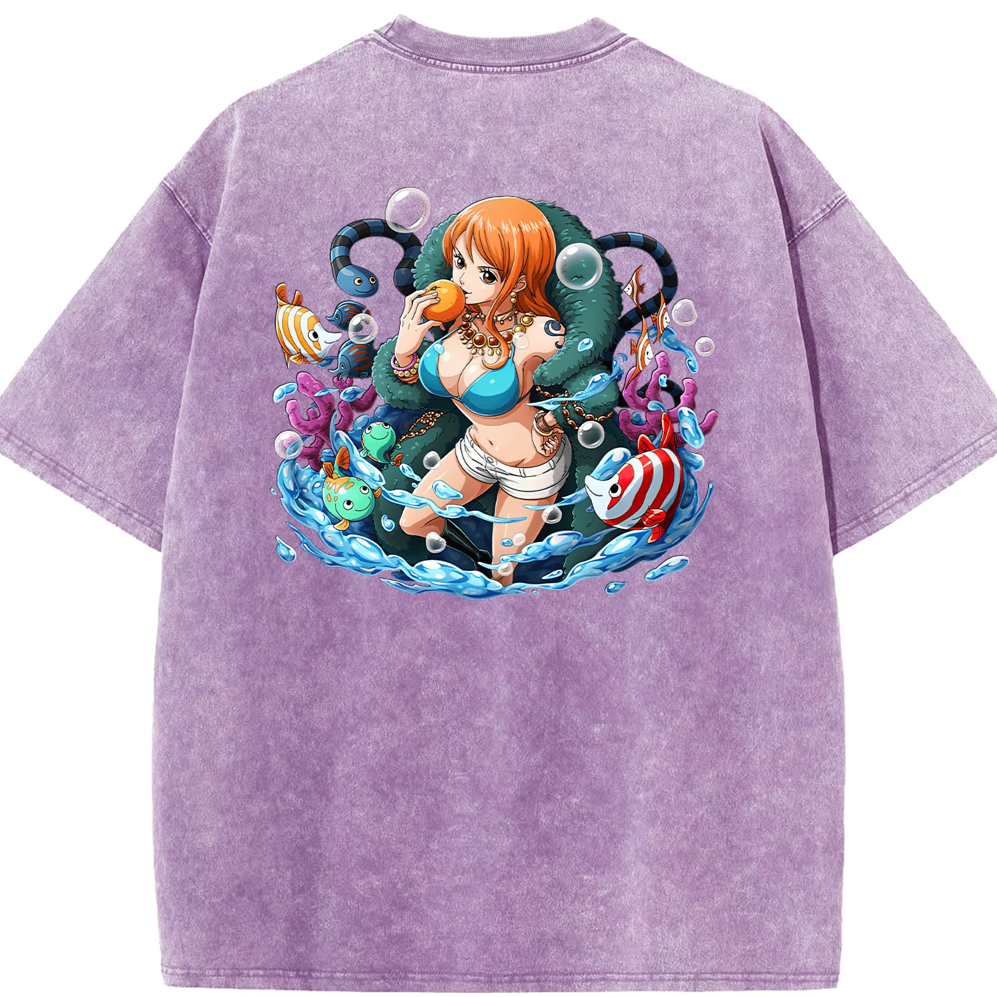 ワンピース ナミ ONE PIECE Nami 綿100% ヴィンテージ風 半袖Tシャツ（背面プリント）