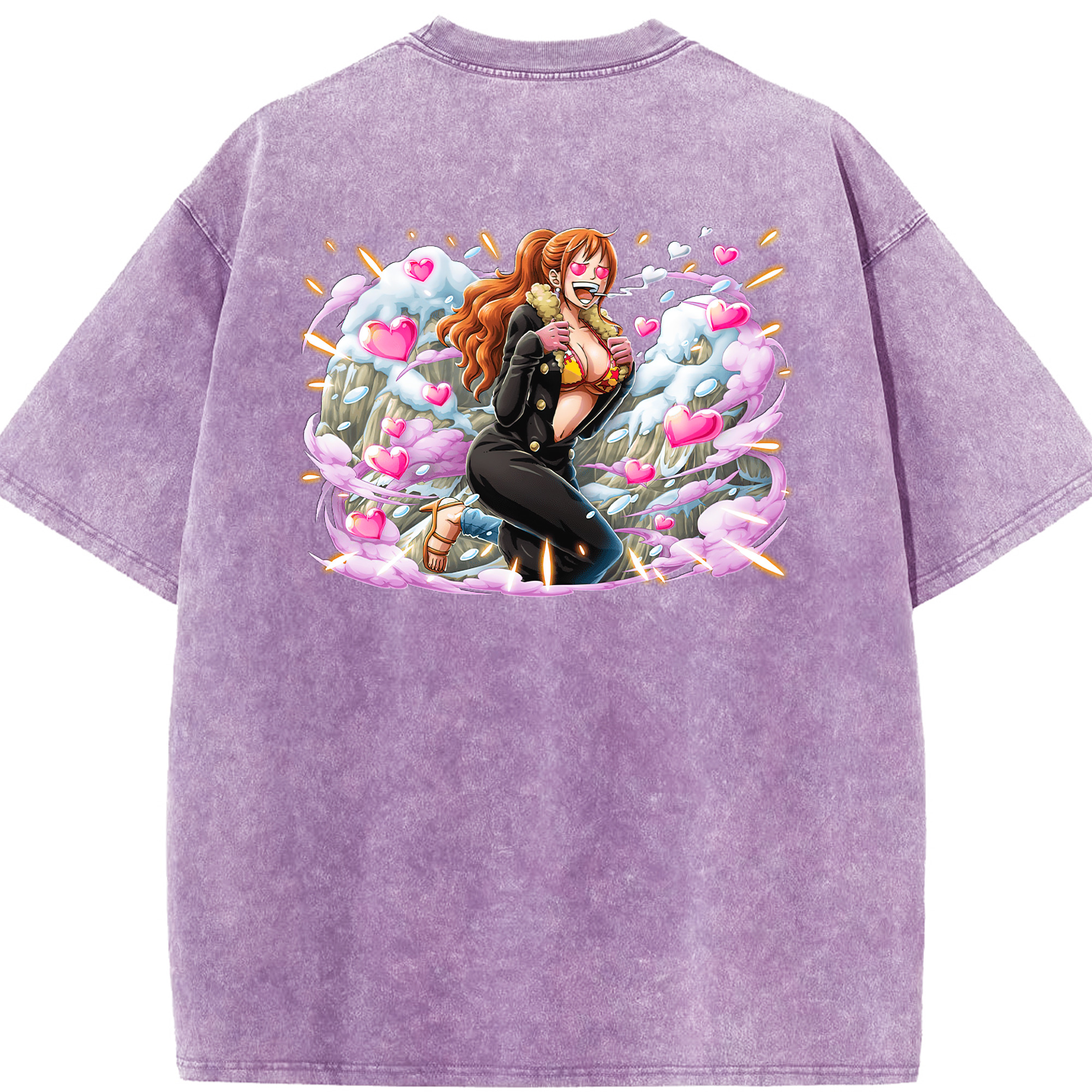 ワンピース ナミ ONE PIECE Nami 綿100% ヴィンテージ風 半袖Tシャツ（背面プリント）