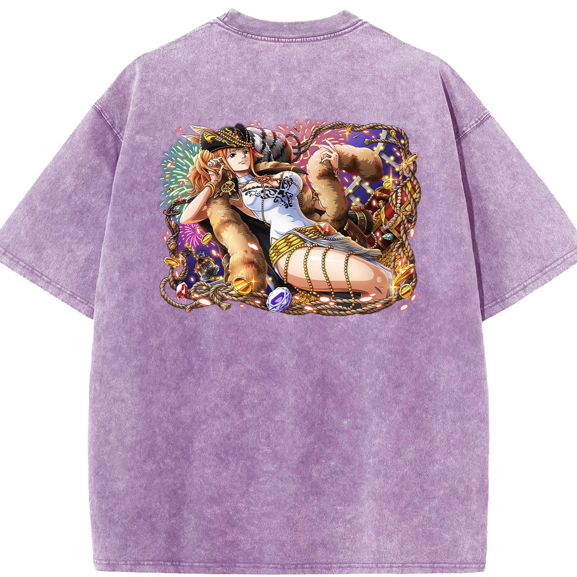 ワンピース ナミ ONE PIECE Nami 綿100% ヴィンテージ風 半袖Tシャツ（背面プリント）
