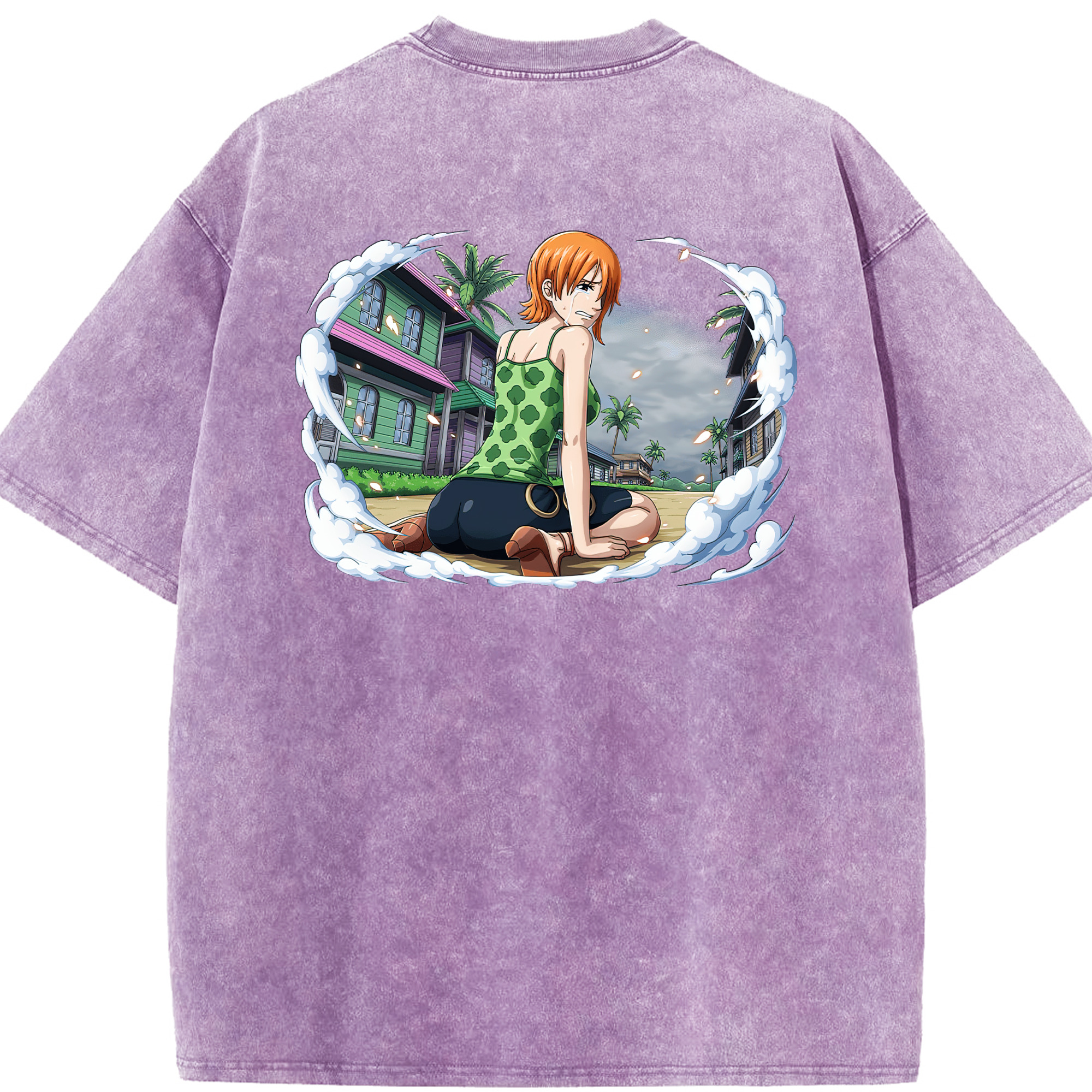 ワンピース ナミ ONE PIECE Nami 綿100% ヴィンテージ風 半袖Tシャツ（背面プリント）