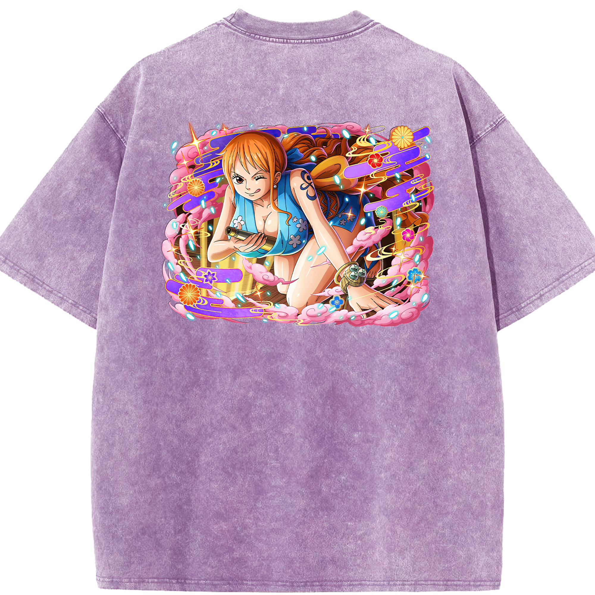ワンピース ナミ ONE PIECE Nami 綿100% ヴィンテージ風 半袖Tシャツ（背面プリント）