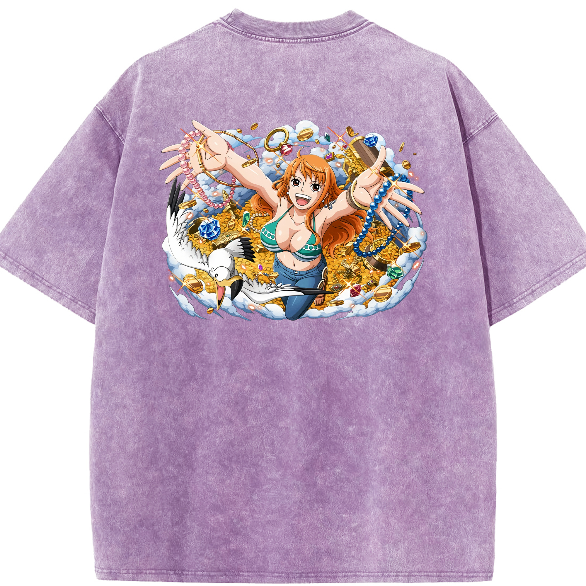 ワンピース ナミ ONE PIECE Nami 綿100% ヴィンテージ風 半袖Tシャツ（背面プリント）