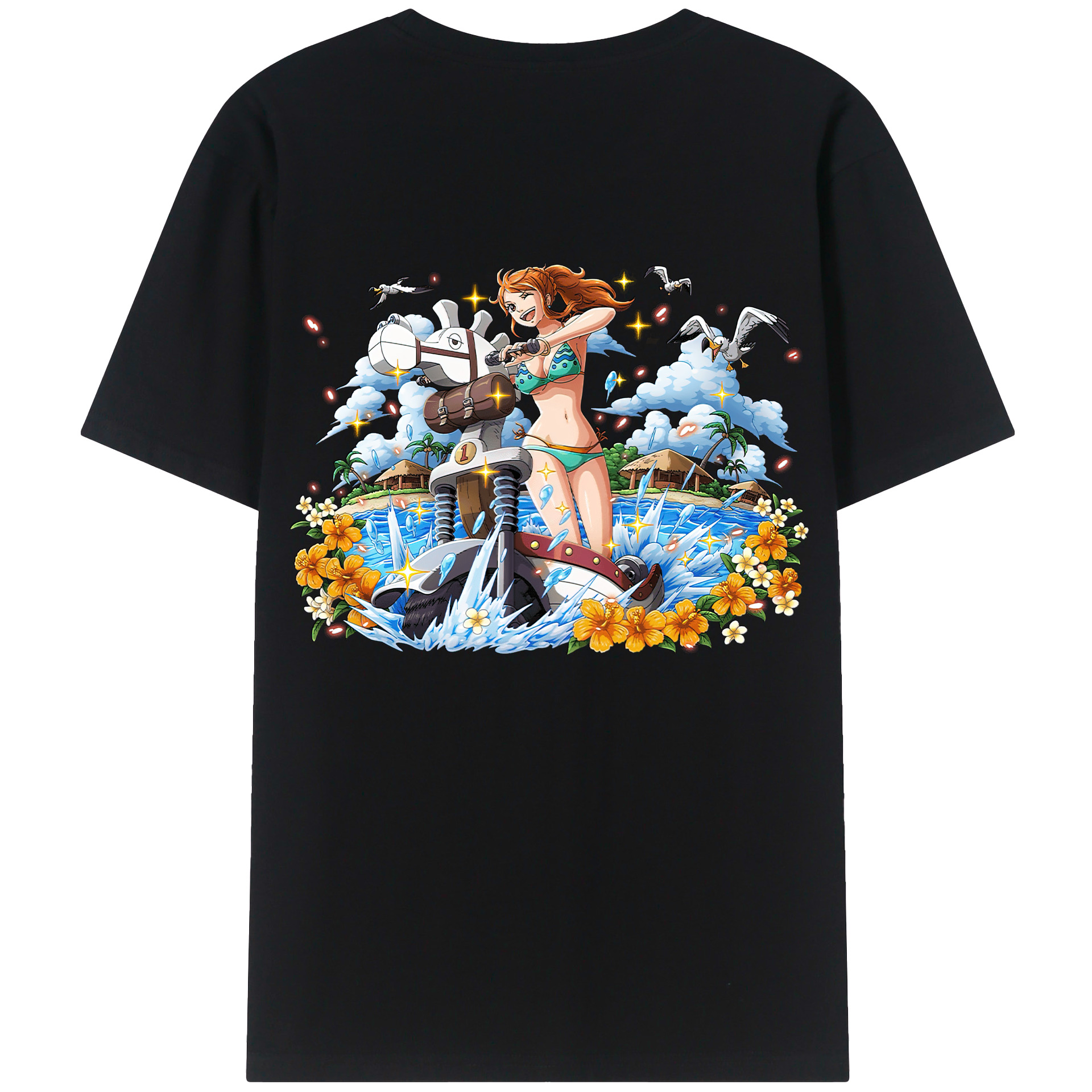 （画像用） ワンピース ナミ ONE PIECE Nami 綿100％ メンズ半袖Tシャツ（バックプリント） 通気性