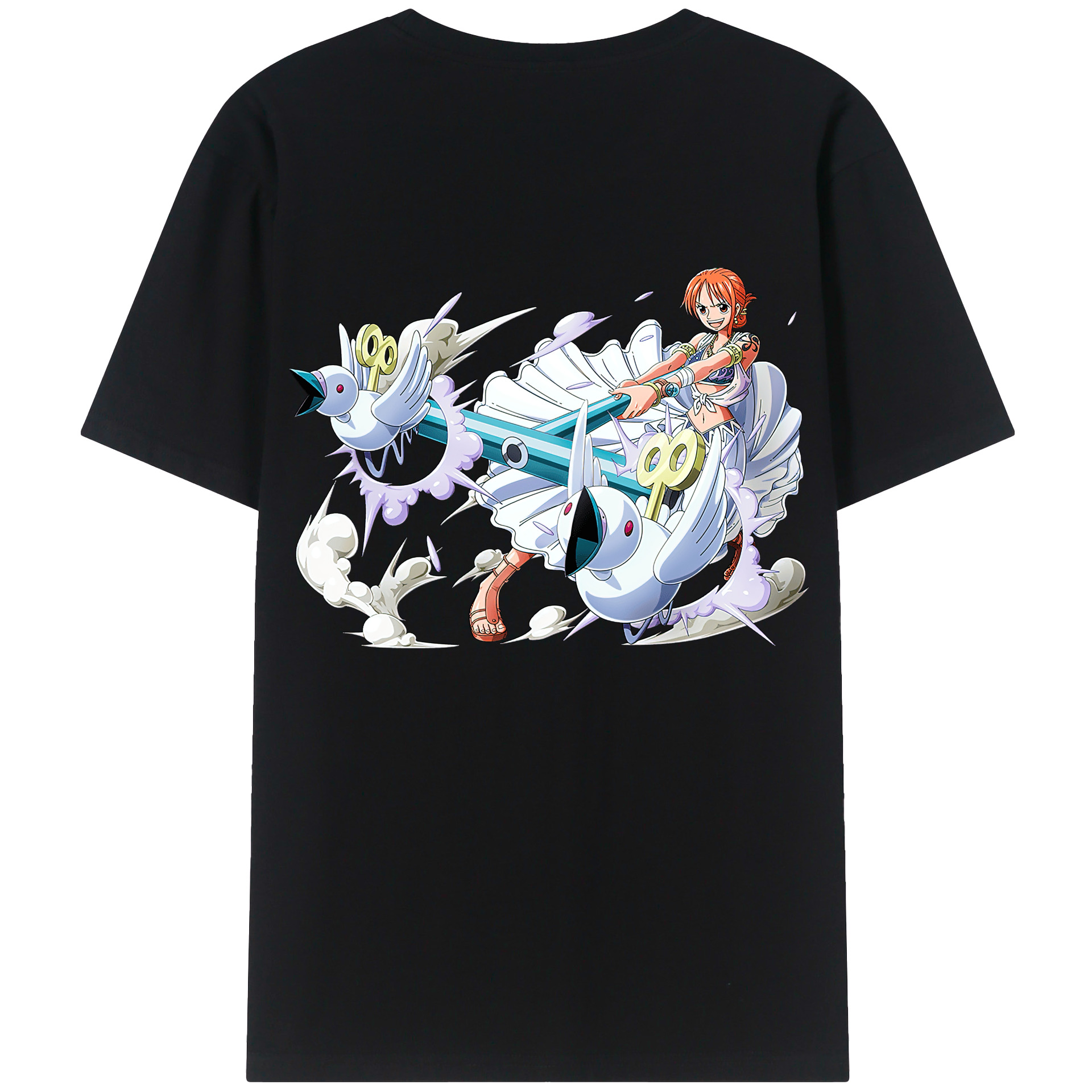 （画像用） ワンピース ナミ ONE PIECE Nami 綿100％ メンズ半袖Tシャツ（バックプリント） 通気性