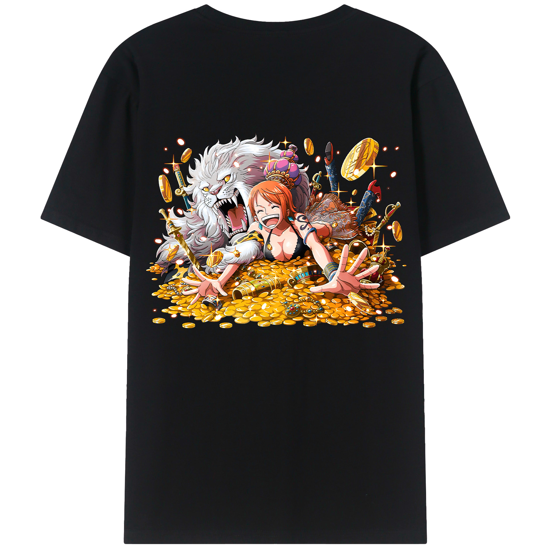 （画像用） ワンピース ナミ ONE PIECE Nami 綿100％ メンズ半袖Tシャツ（バックプリント） 通気性