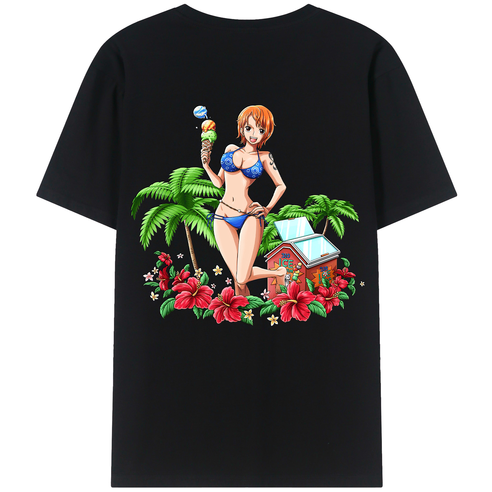 （画像用） ワンピース ナミ ONE PIECE Nami 綿100％ メンズ半袖Tシャツ（バックプリント） 通気性