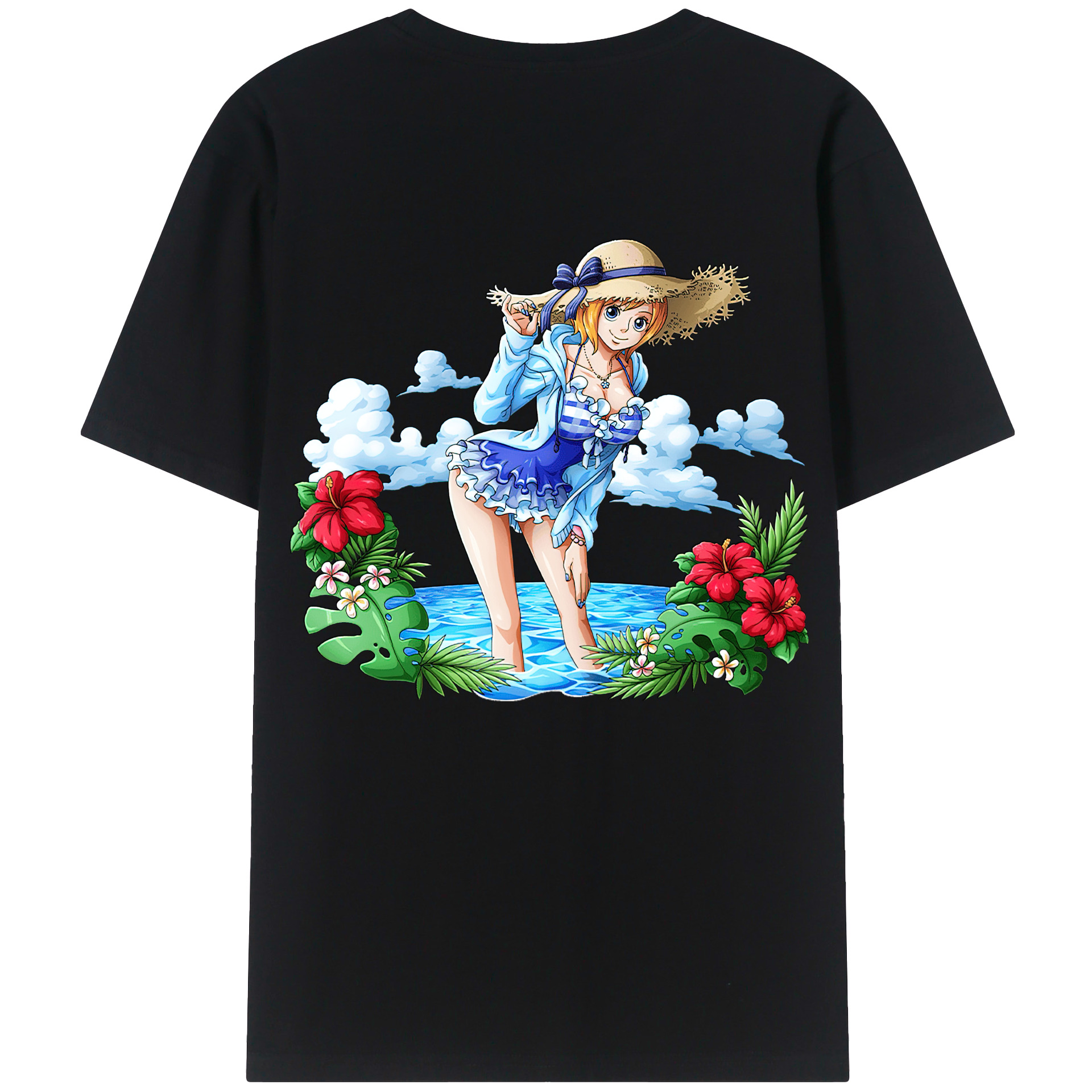 （画像用） ワンピース ナミ ONE PIECE Nami 綿100％ メンズ半袖Tシャツ（バックプリント） 通気性
