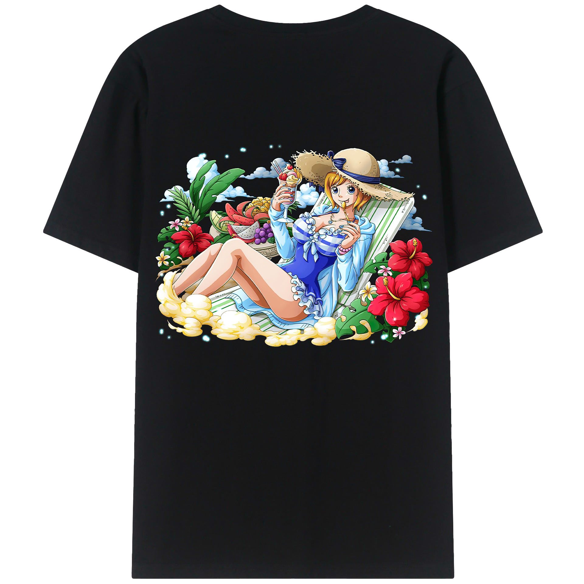 （画像用） ワンピース ナミ ONE PIECE Nami 綿100％ メンズ半袖Tシャツ（バックプリント） 通気性