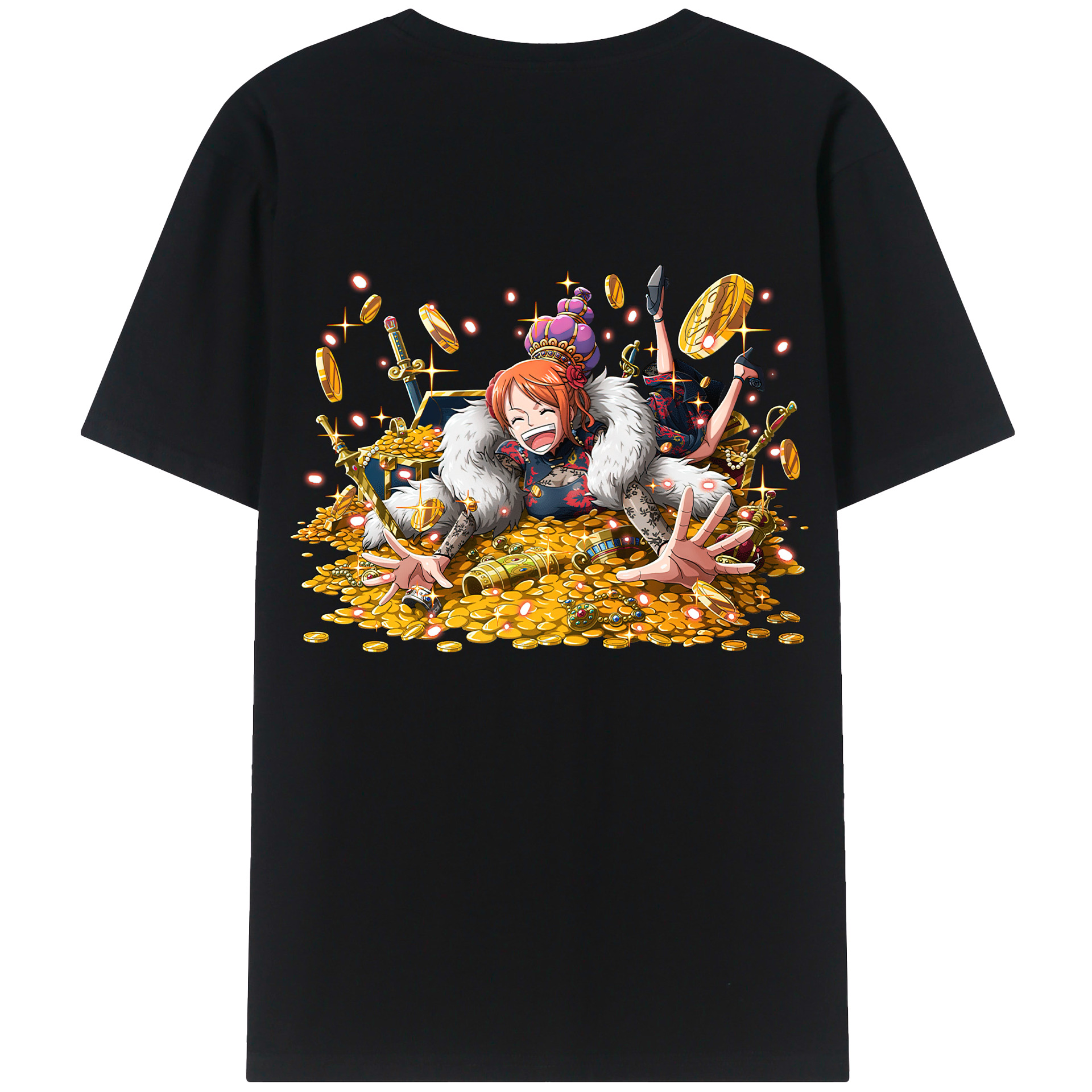 （画像用） ワンピース ナミ ONE PIECE Nami 綿100％ メンズ半袖Tシャツ（バックプリント） 通気性