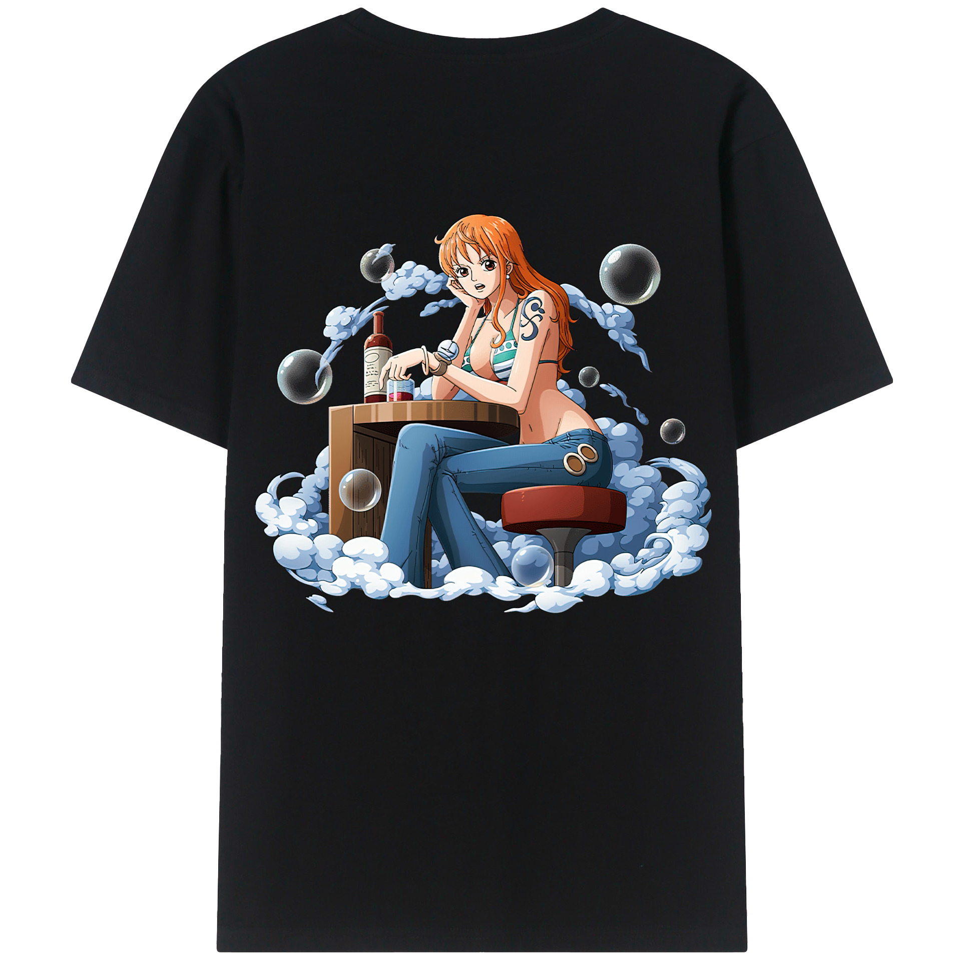 （画像用） ワンピース ナミ ONE PIECE Nami 綿100％ メンズ半袖Tシャツ（バックプリント） 通気性