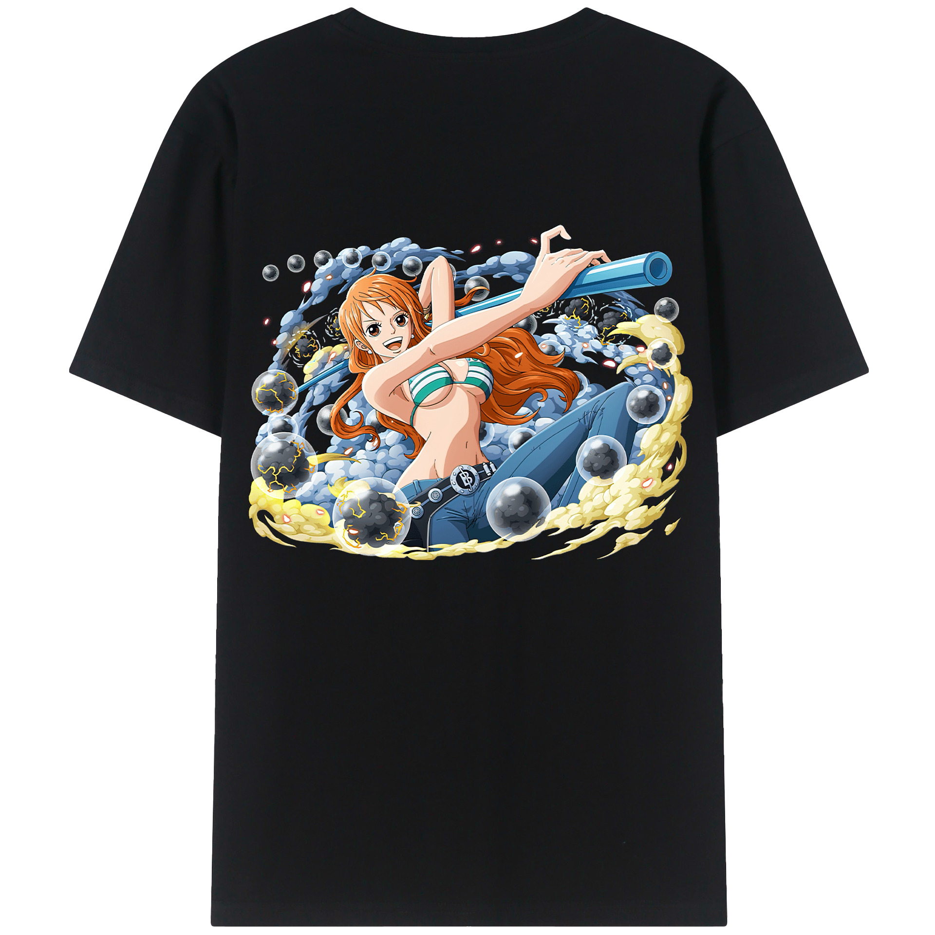 （画像用） ワンピース ナミ ONE PIECE Nami 綿100％ メンズ半袖Tシャツ（バックプリント） 通気性
