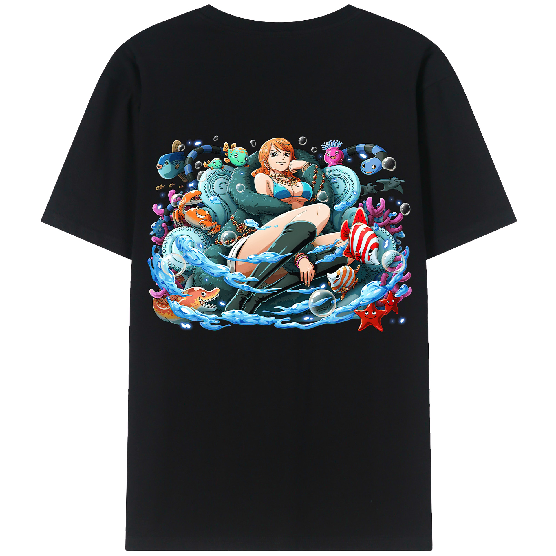 （画像用） ワンピース ナミ ONE PIECE Nami 綿100％ メンズ半袖Tシャツ（バックプリント） 通気性