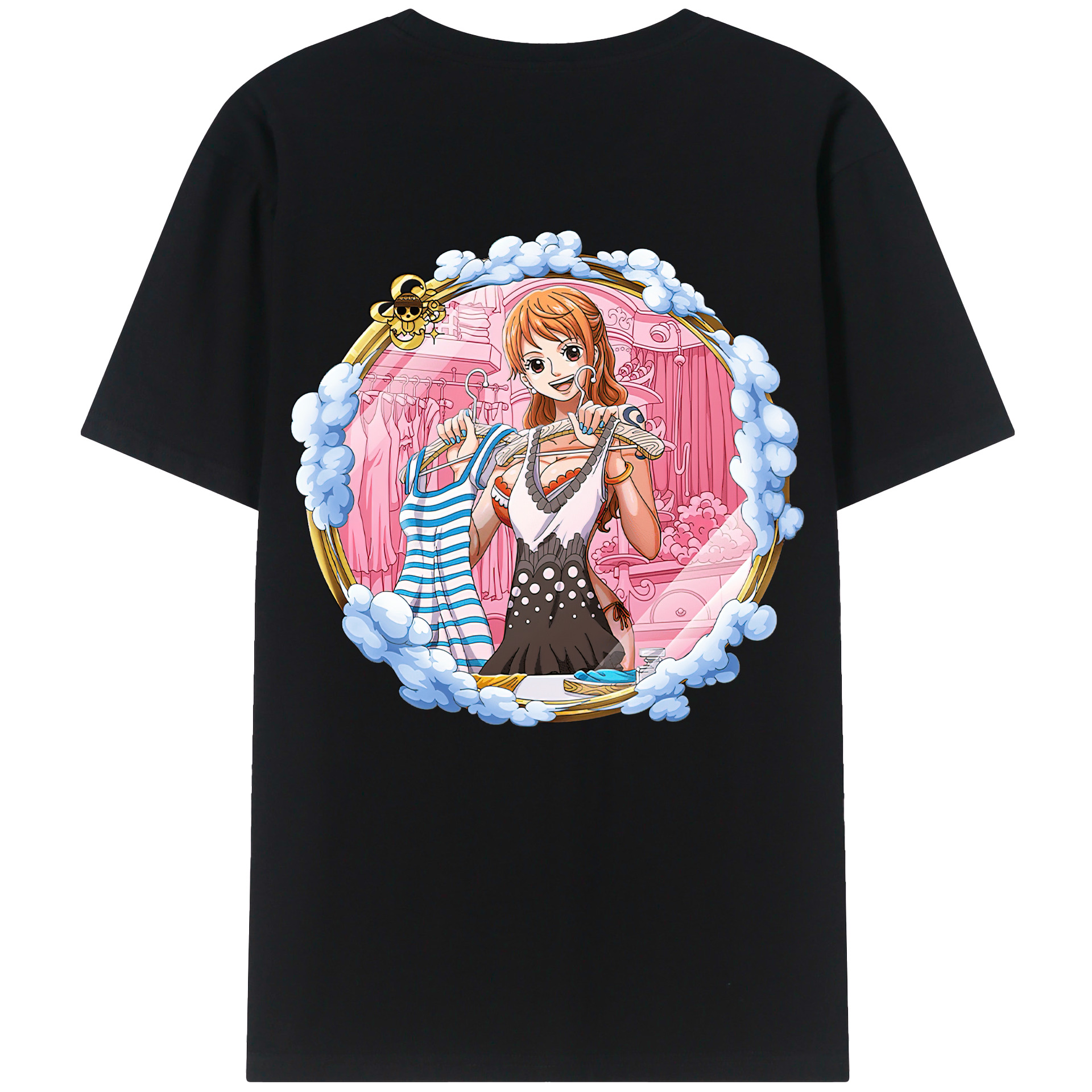 （画像用） ワンピース ナミ ONE PIECE Nami 綿100％ メンズ半袖Tシャツ（バックプリント） 通気性