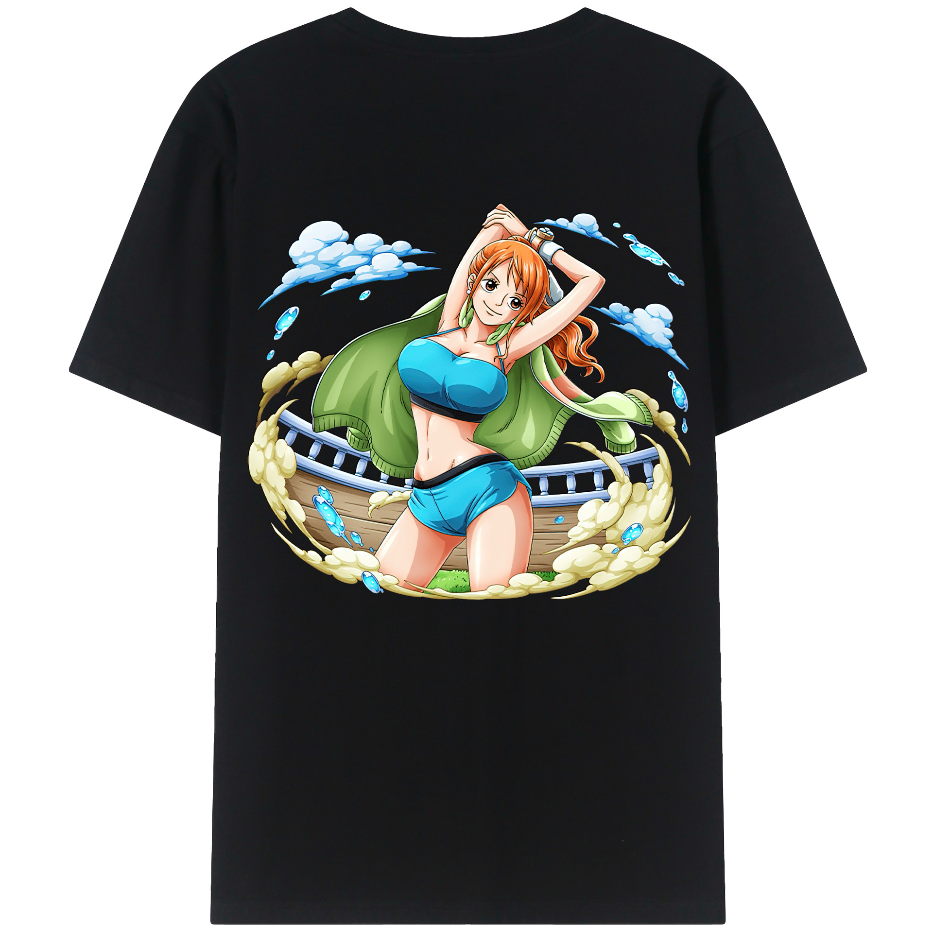 （画像用） ワンピース ナミ ONE PIECE Nami 綿100％ メンズ半袖Tシャツ（バックプリント） 通気性