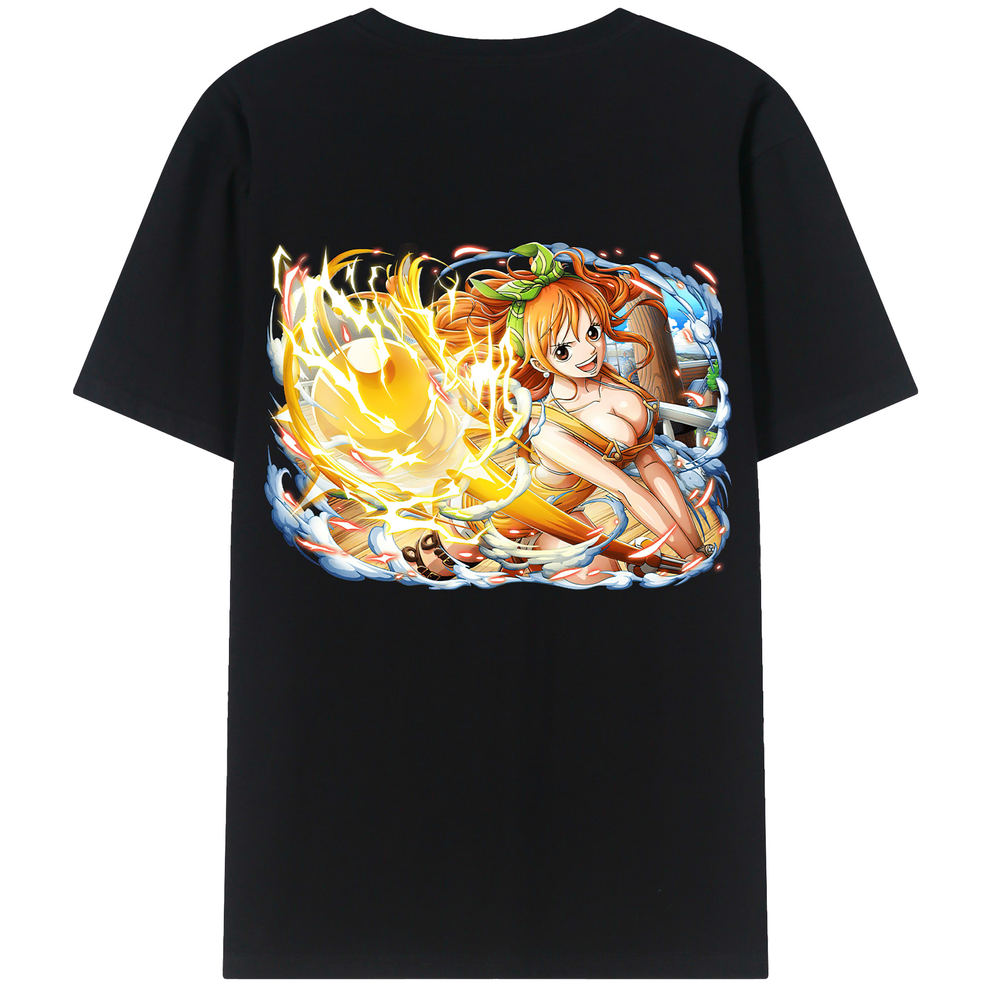 （画像用） ワンピース ナミ ONE PIECE Nami 綿100％ メンズ半袖Tシャツ（バックプリント） 通気性