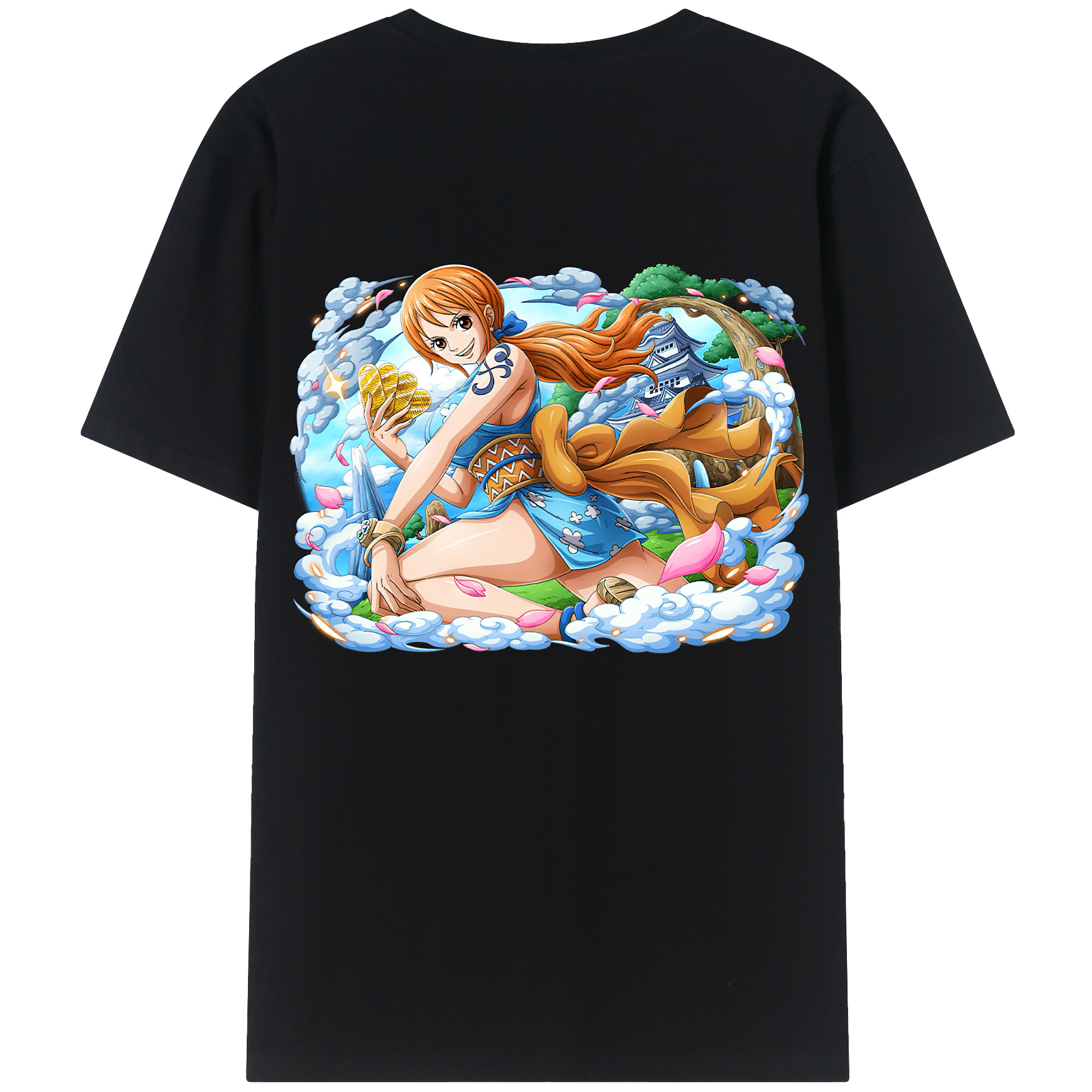 （画像用） ワンピース ナミ ONE PIECE Nami 綿100％ メンズ半袖Tシャツ（バックプリント） 通気性