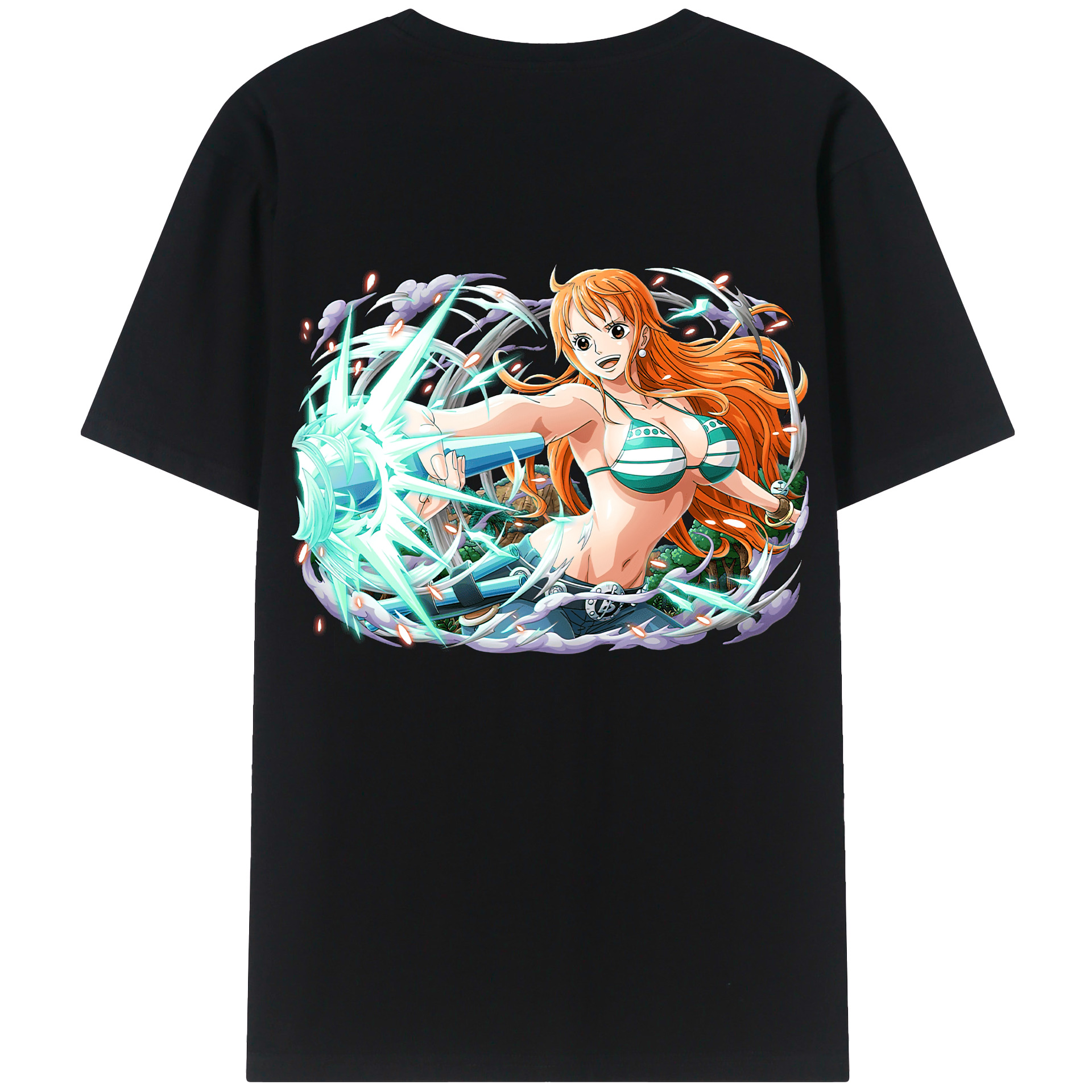 （画像用） ワンピース ナミ ONE PIECE Nami 綿100％ メンズ半袖Tシャツ（バックプリント） 通気性
