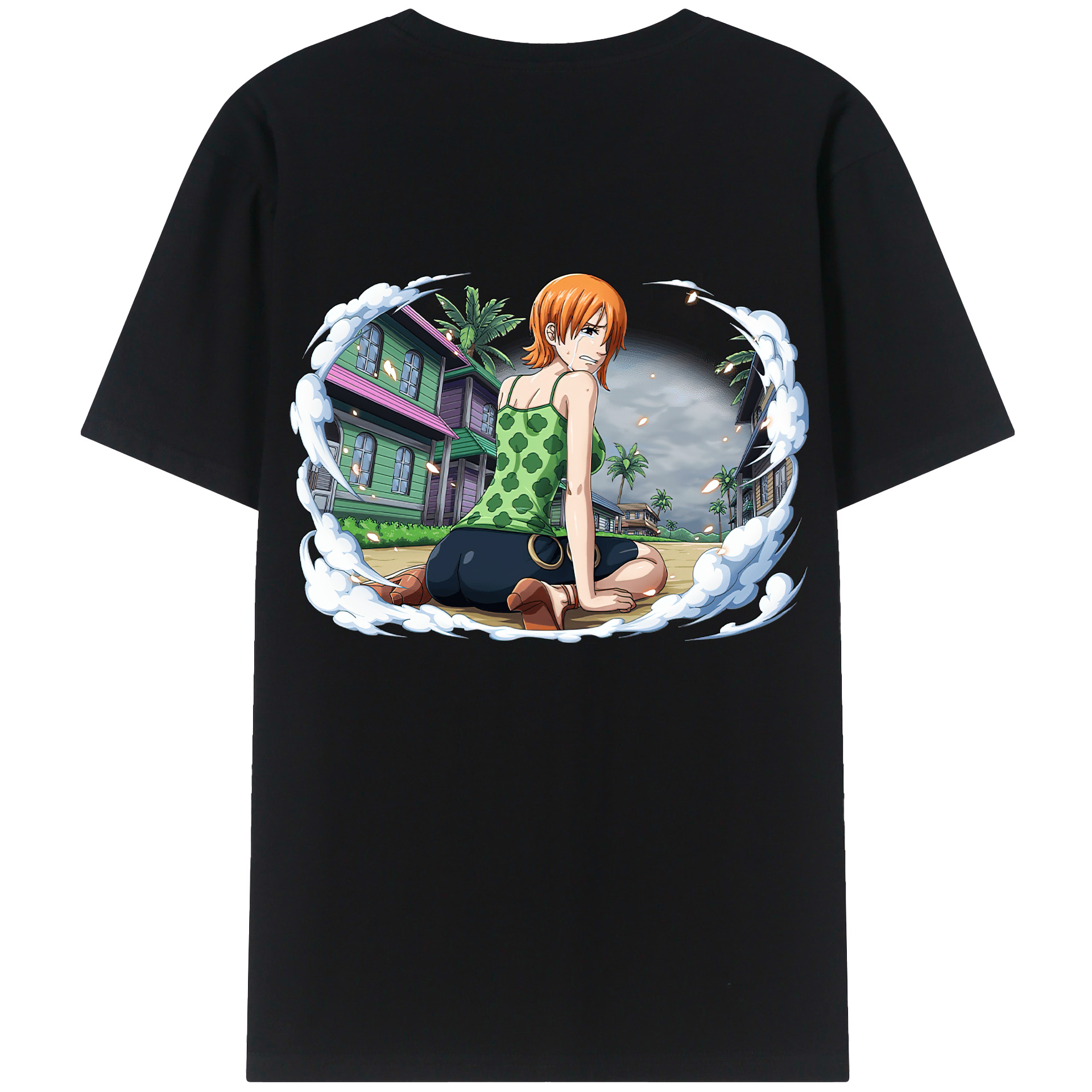 （画像用） ワンピース ナミ ONE PIECE Nami 綿100％ メンズ半袖Tシャツ（バックプリント） 通気性