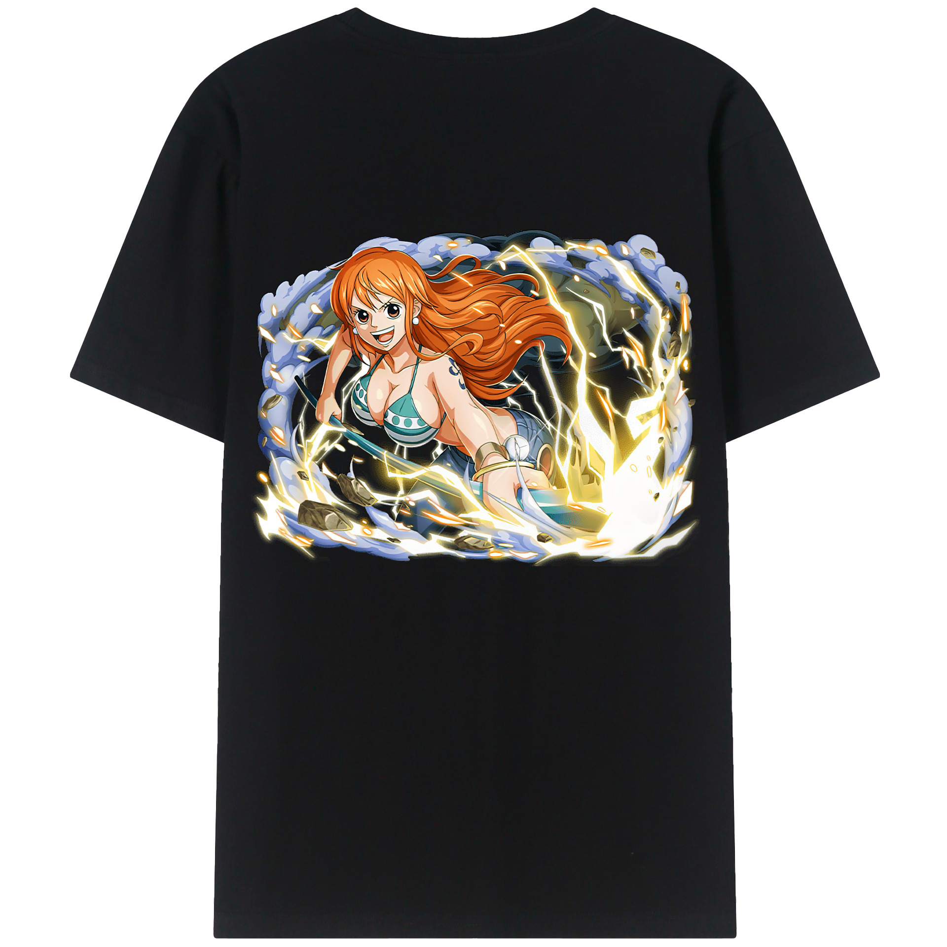 （画像用） ワンピース ナミ ONE PIECE Nami 綿100％ メンズ半袖Tシャツ（バックプリント） 通気性