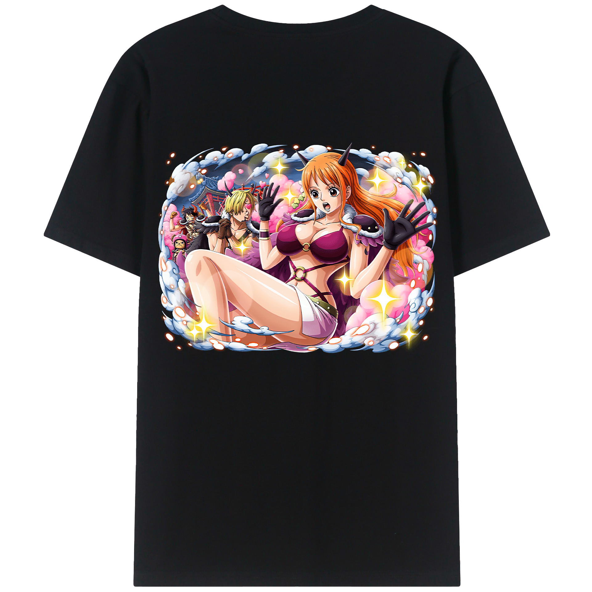 （画像用） ワンピース ナミ ONE PIECE Nami 綿100％ メンズ半袖Tシャツ（バックプリント） 通気性